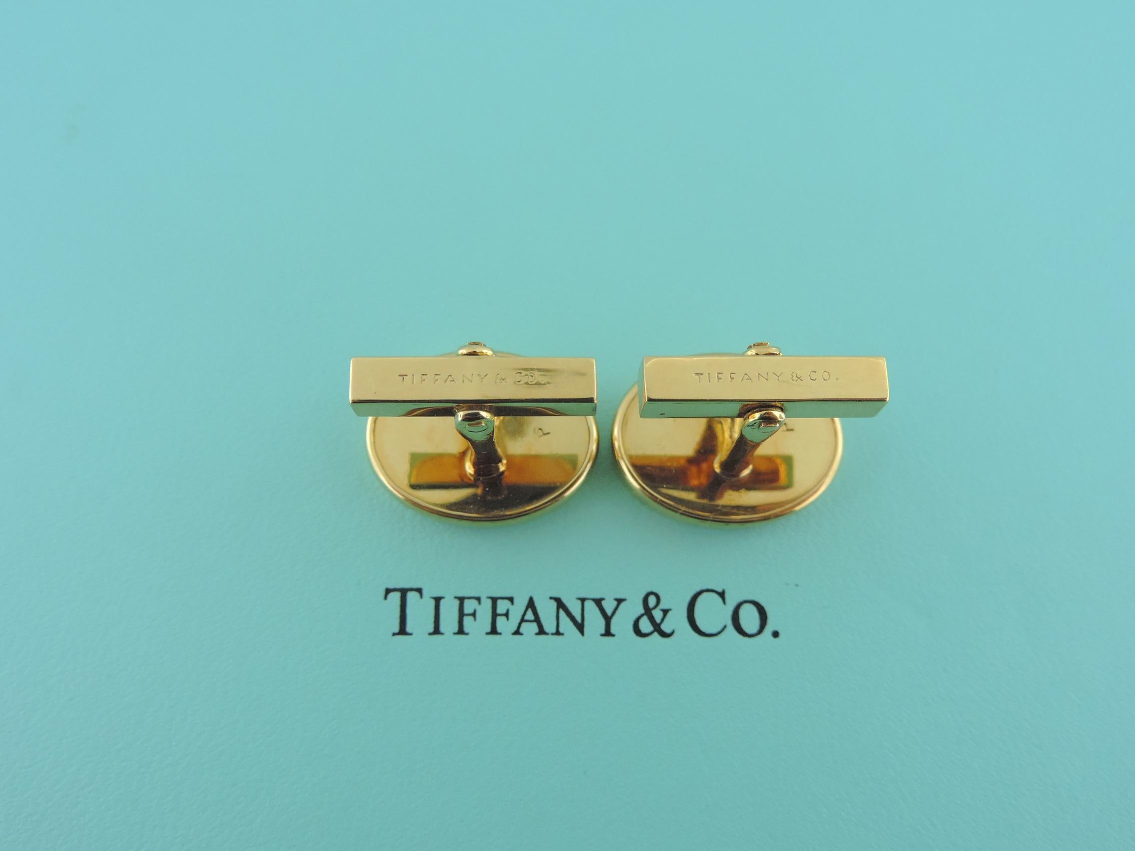 Art Deco Tiffany & Co. 18 Karat Yellow Gold Black Onyx Vintage Cufflinks For Sale