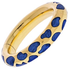 Tiffany & Co. 18 Karat Yellow Gold Blue Lapis Bangle Bracelet