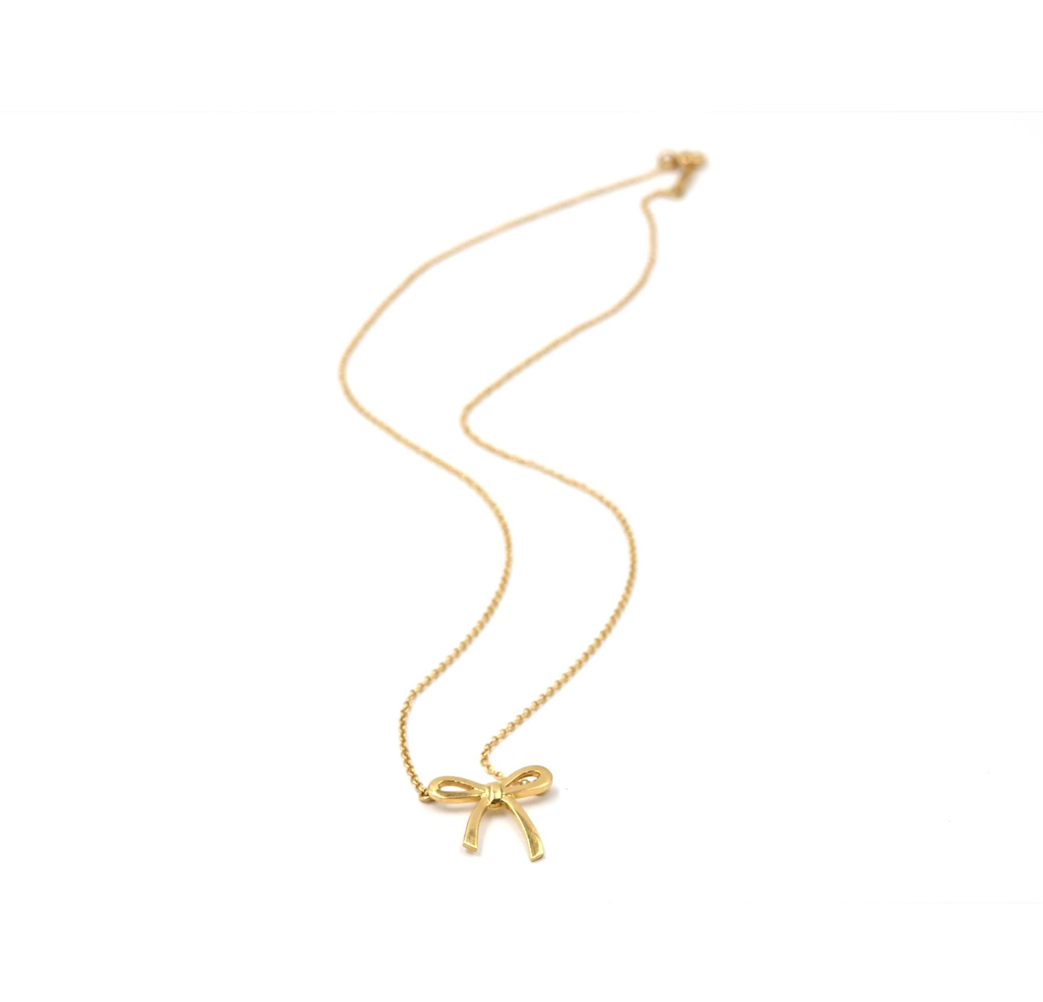Women's Tiffany & Co. 18 Karat Yellow Gold Bow Pendant Necklace