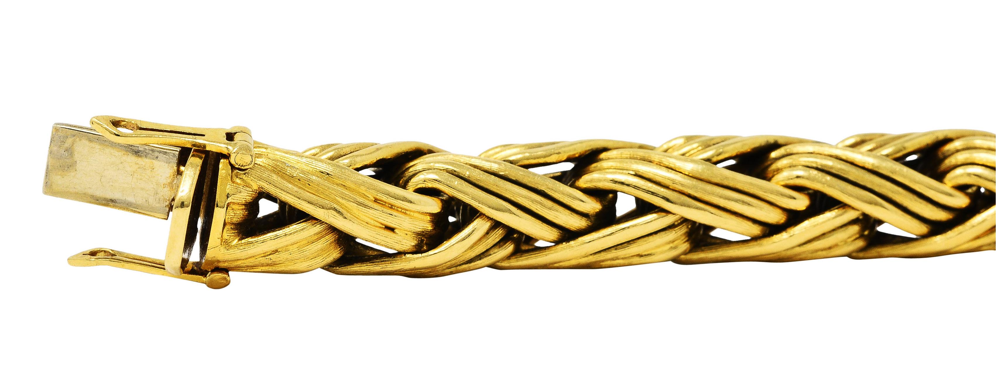 Tiffany & Co. 18 Karat Yellow Gold Braided Wheat Link Bracelet 5