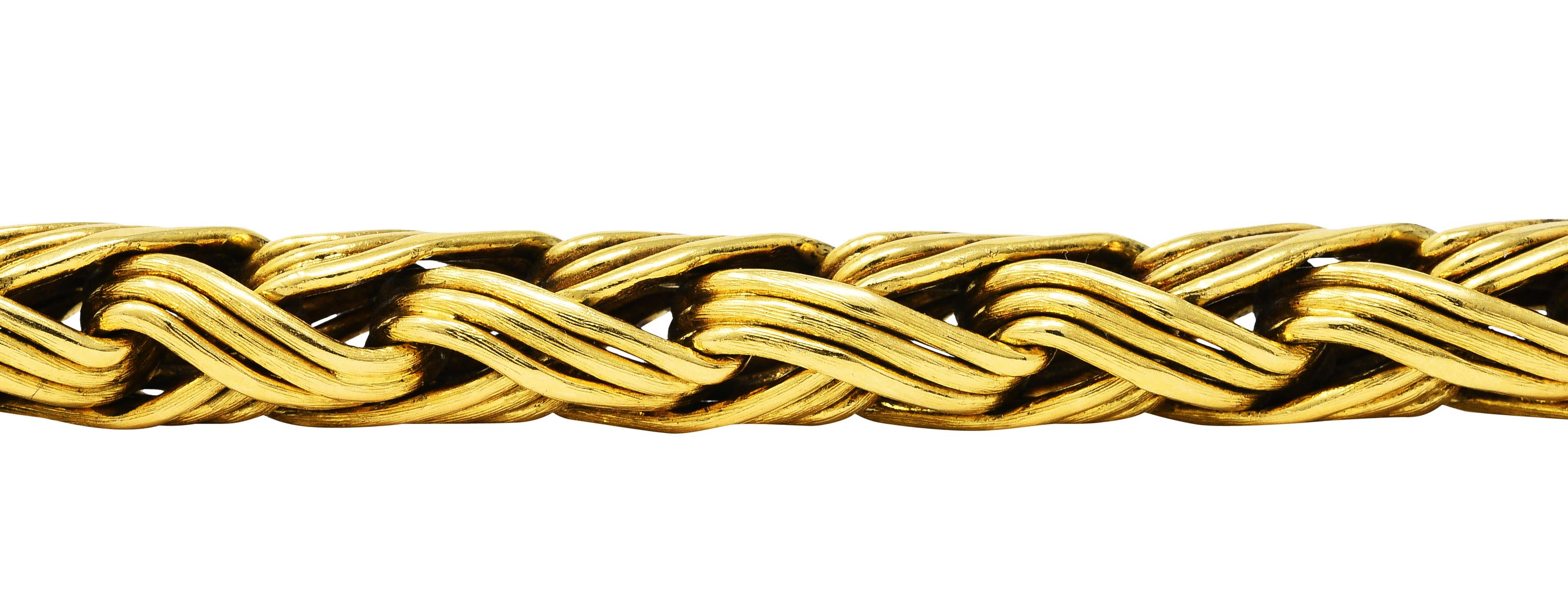 Tiffany & Co. 18 Karat Yellow Gold Braided Wheat Link Bracelet 6