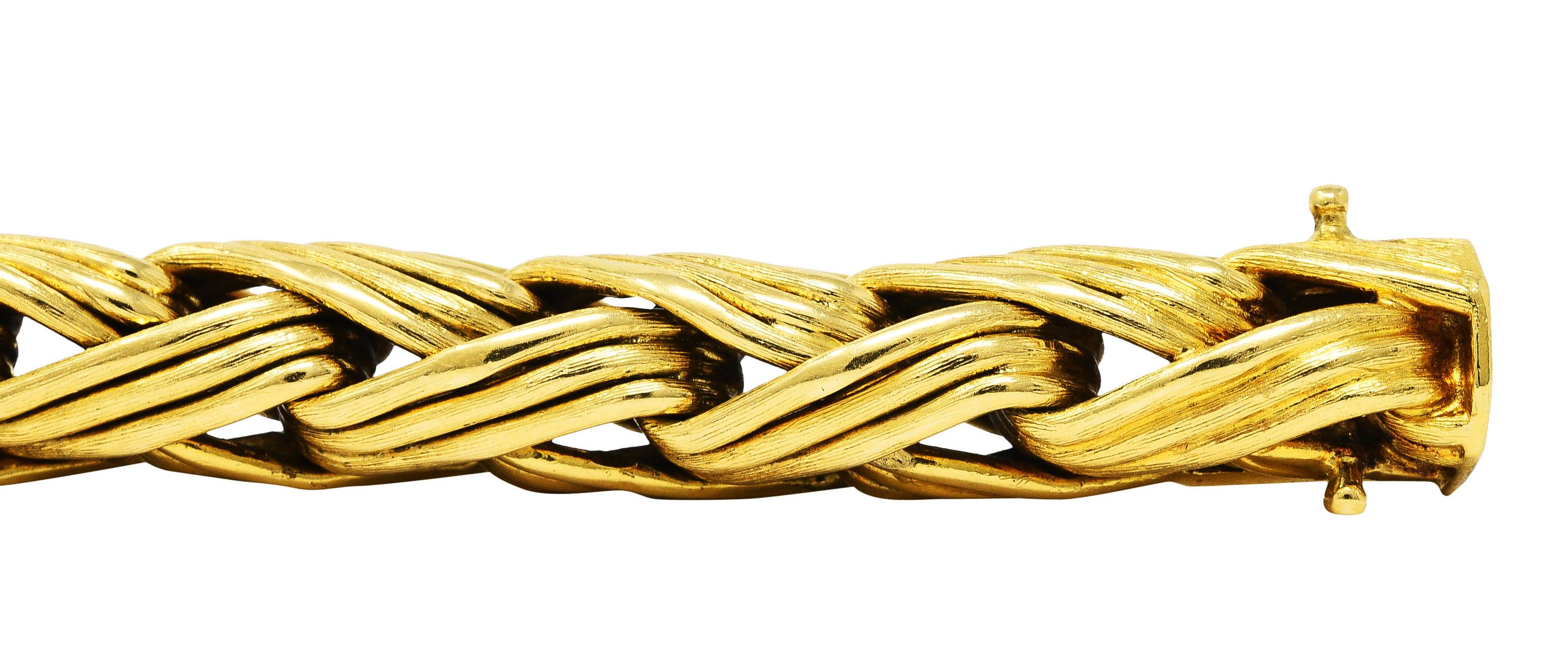 Tiffany & Co. 18 Karat Yellow Gold Braided Wheat Link Bracelet 7