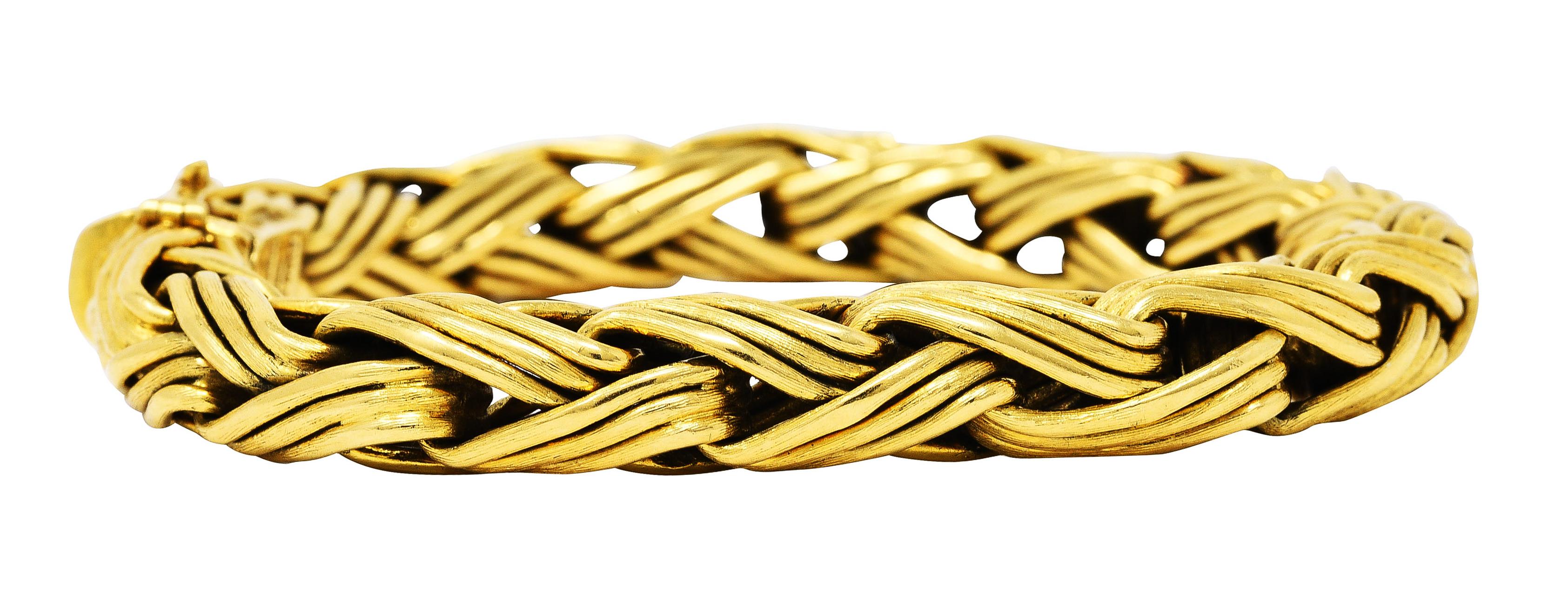 Tiffany & Co. 18 Karat Yellow Gold Braided Wheat Link Bracelet In Excellent Condition In Philadelphia, PA