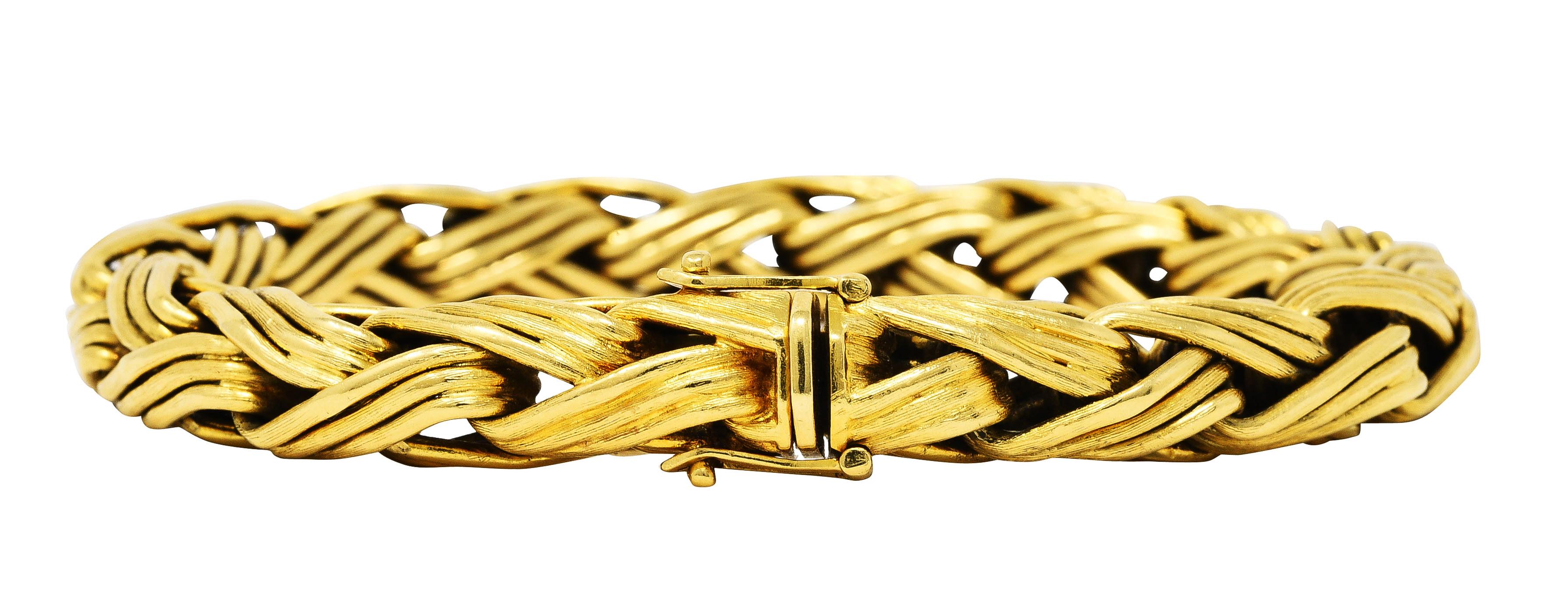 Women's or Men's Tiffany & Co. 18 Karat Yellow Gold Braided Wheat Link Bracelet