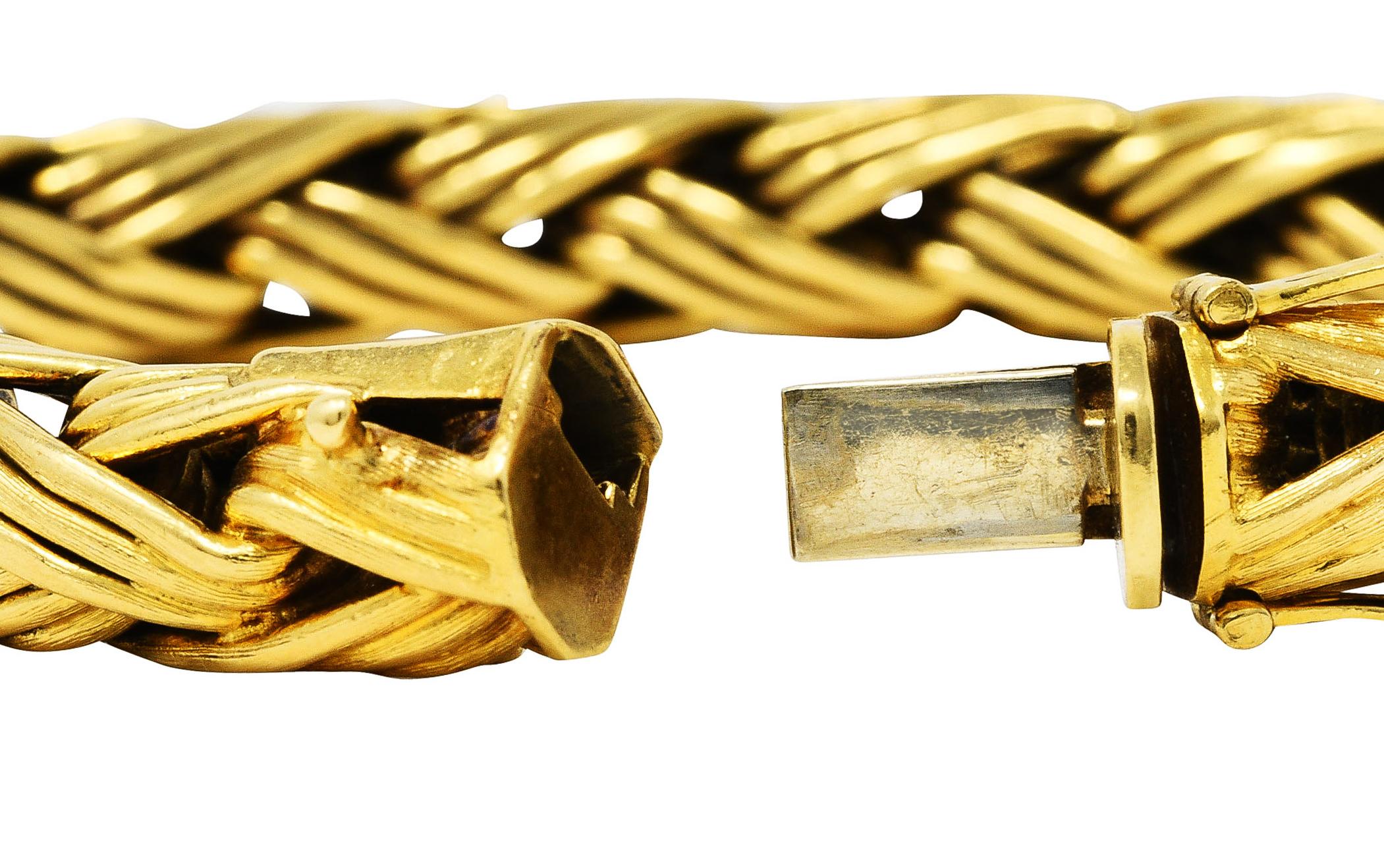 Tiffany & Co. 18 Karat Yellow Gold Braided Wheat Link Bracelet 2