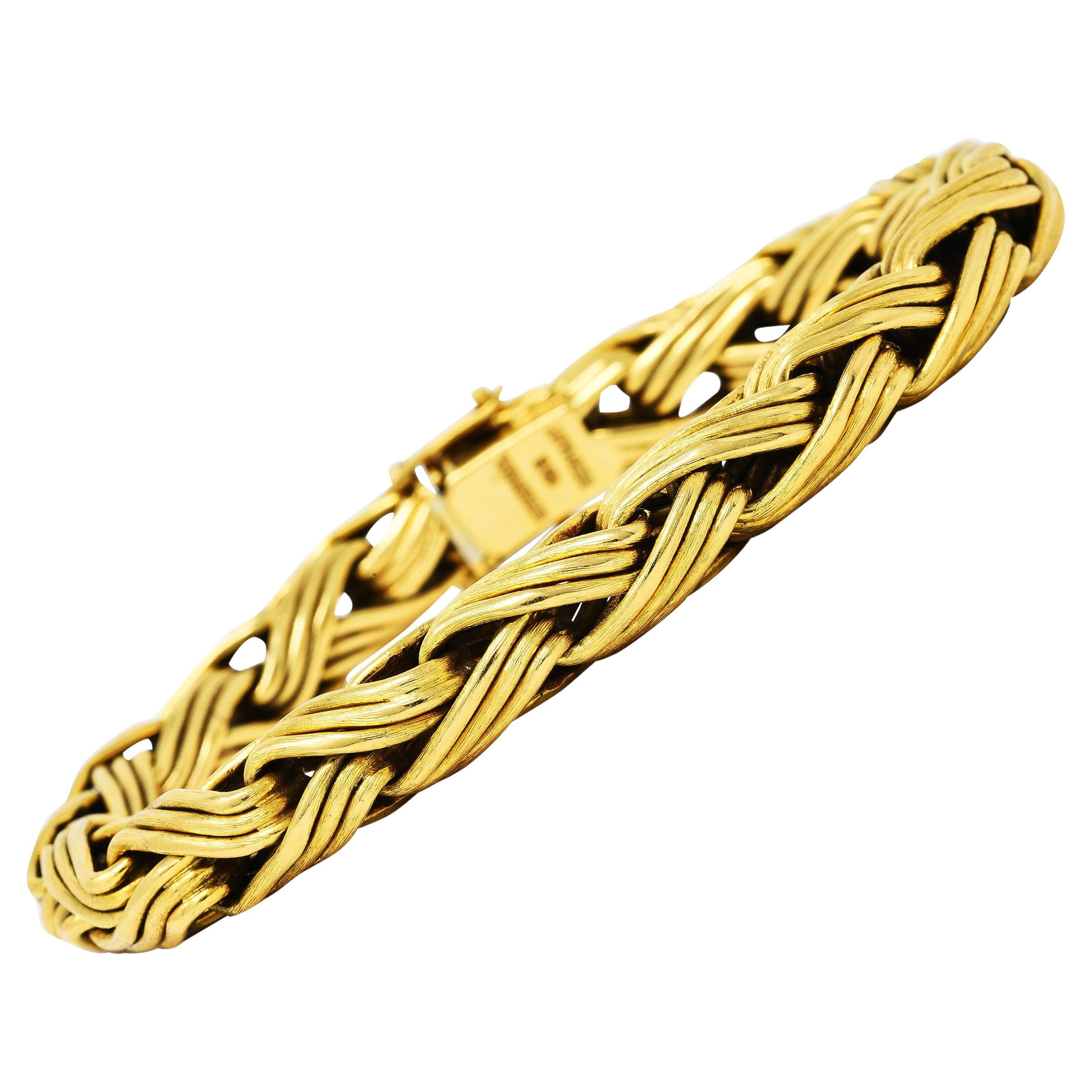 Tiffany & Co. 18 Karat Yellow Gold Braided Wheat Link Bracelet