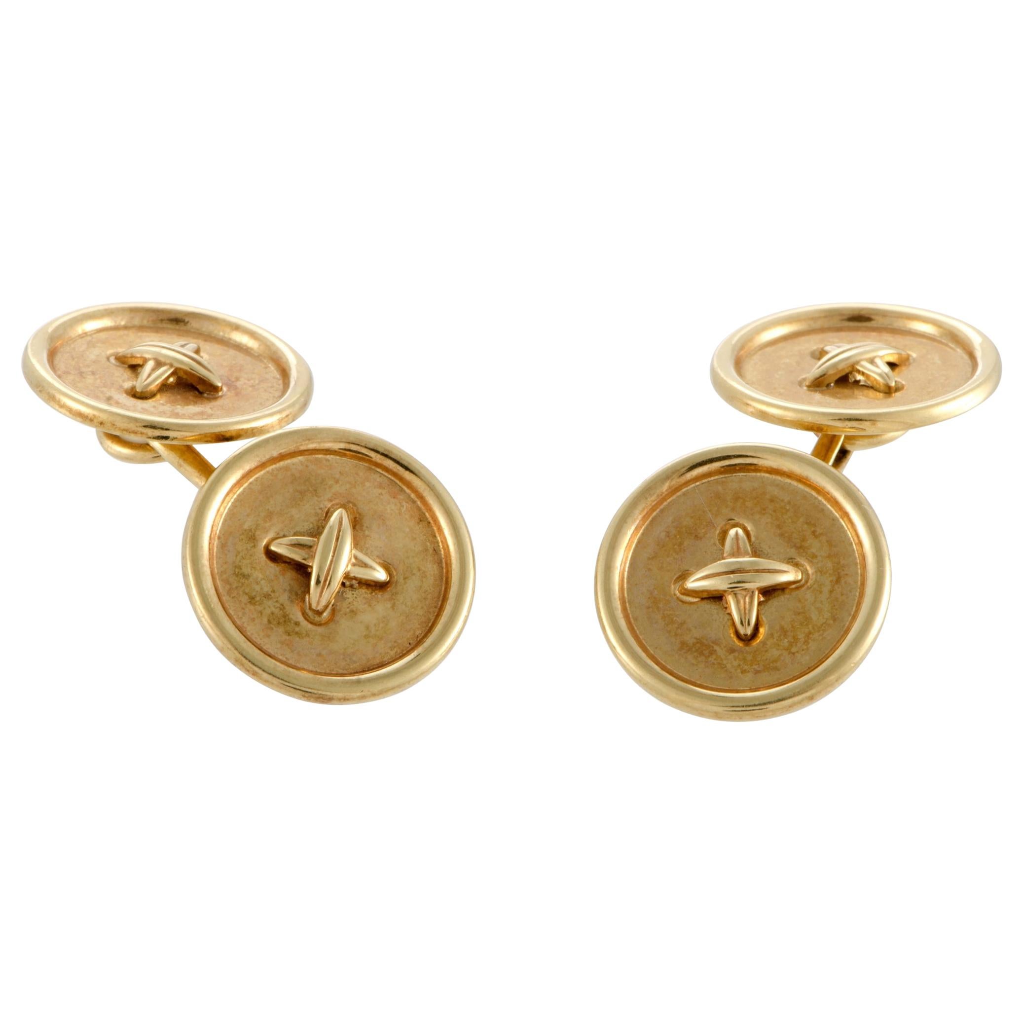 Tiffany & Co. 18 Karat Yellow Gold Button Cufflinks