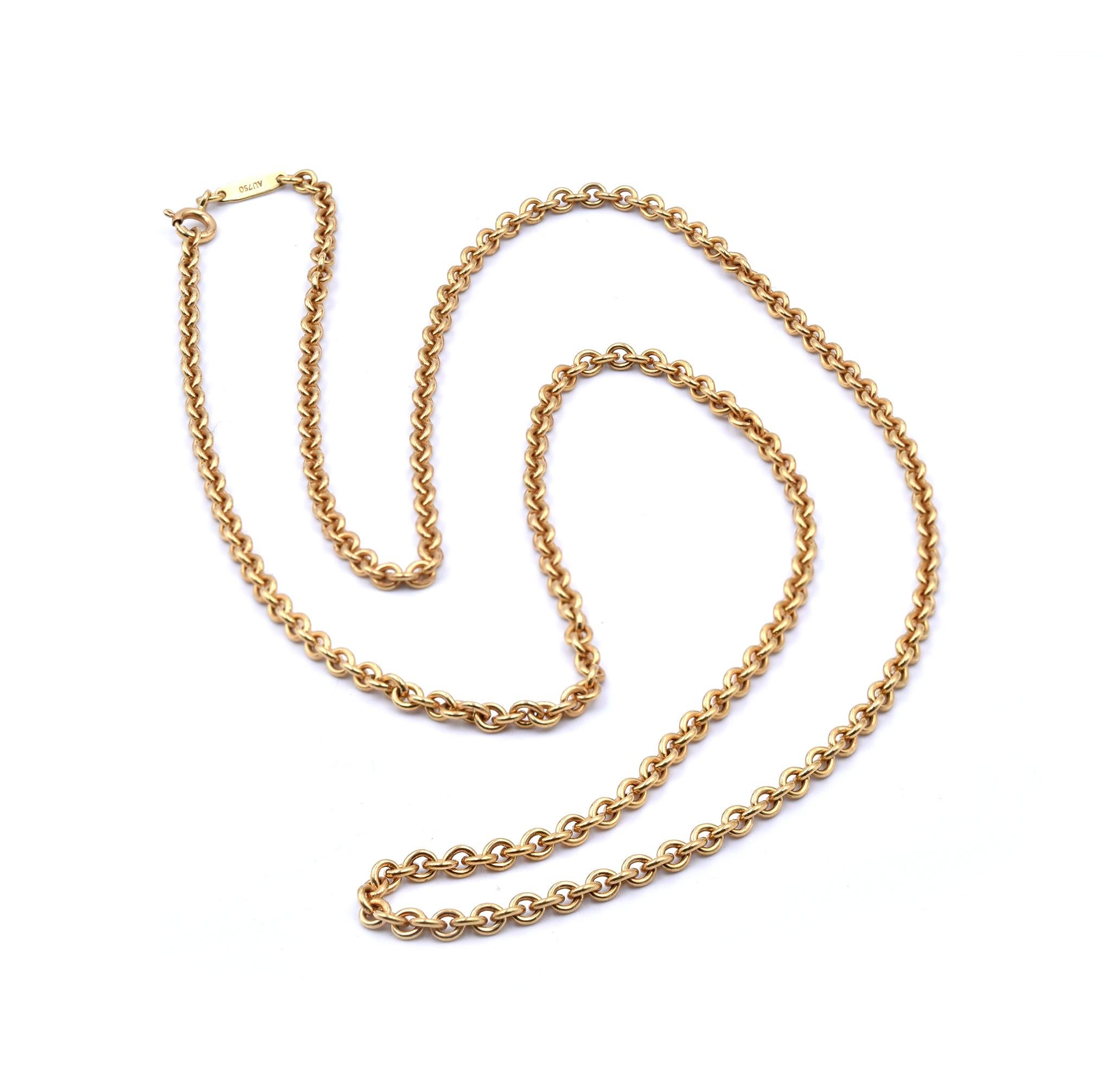 Designer: Tiffany & Co.
Material: 18k yellow gold 
Dimensions: necklace measures 24-inches 
Weight: 17.5 grams
