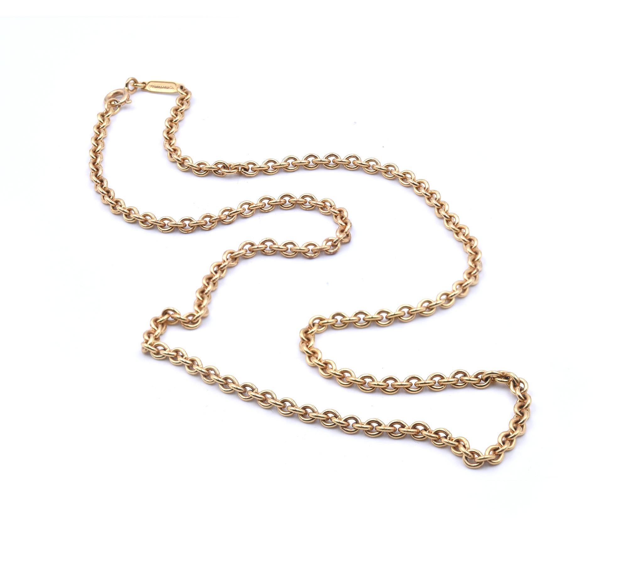 Designer: Tiffany & Co.
Material: 18k yellow gold 
Dimensions: necklace measures 16-inches 
Weight: 11.9 grams

