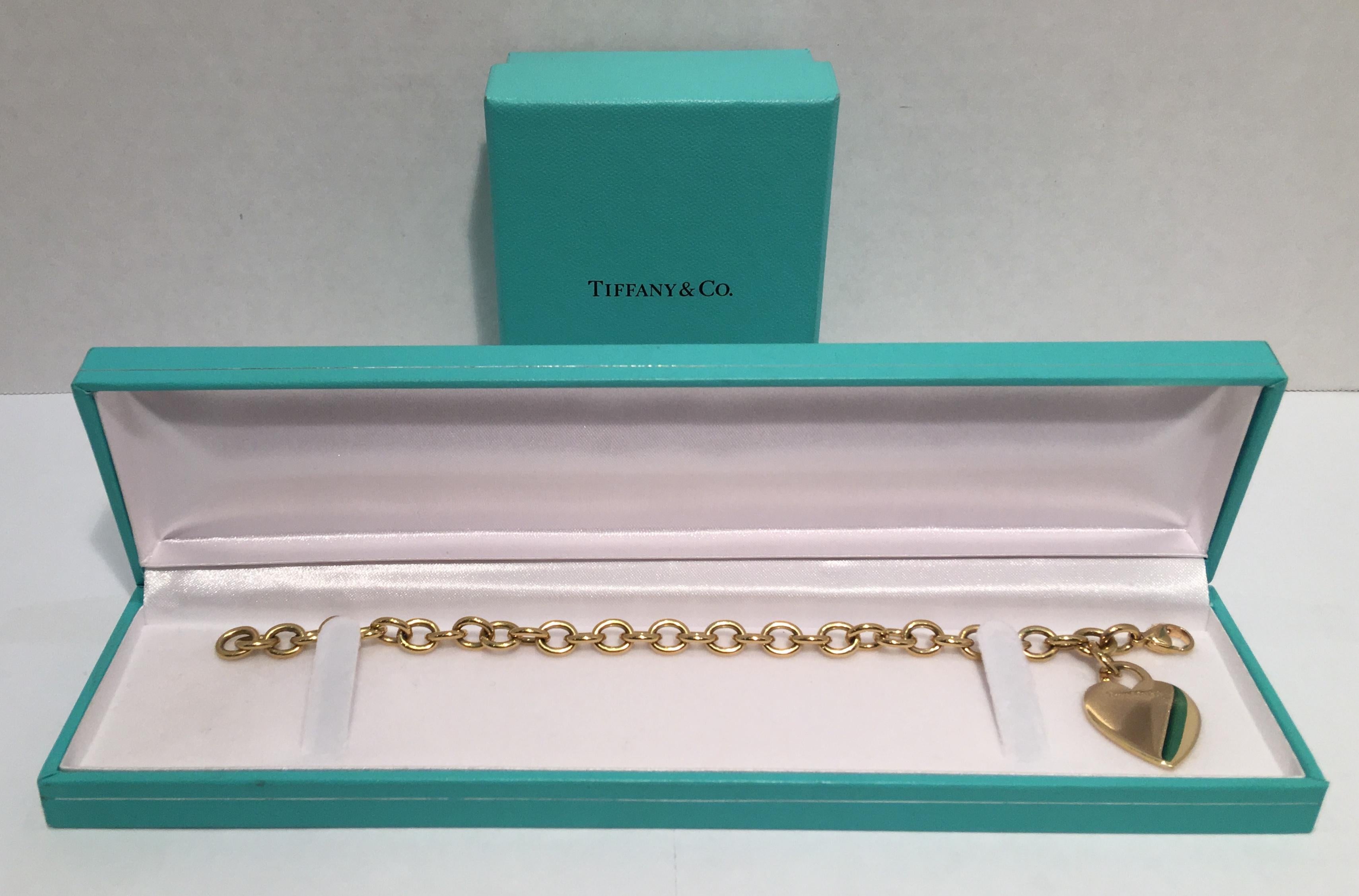 Women's Tiffany & Co. Heart Tag 18 Karat Yellow Gold Charm Bracelet