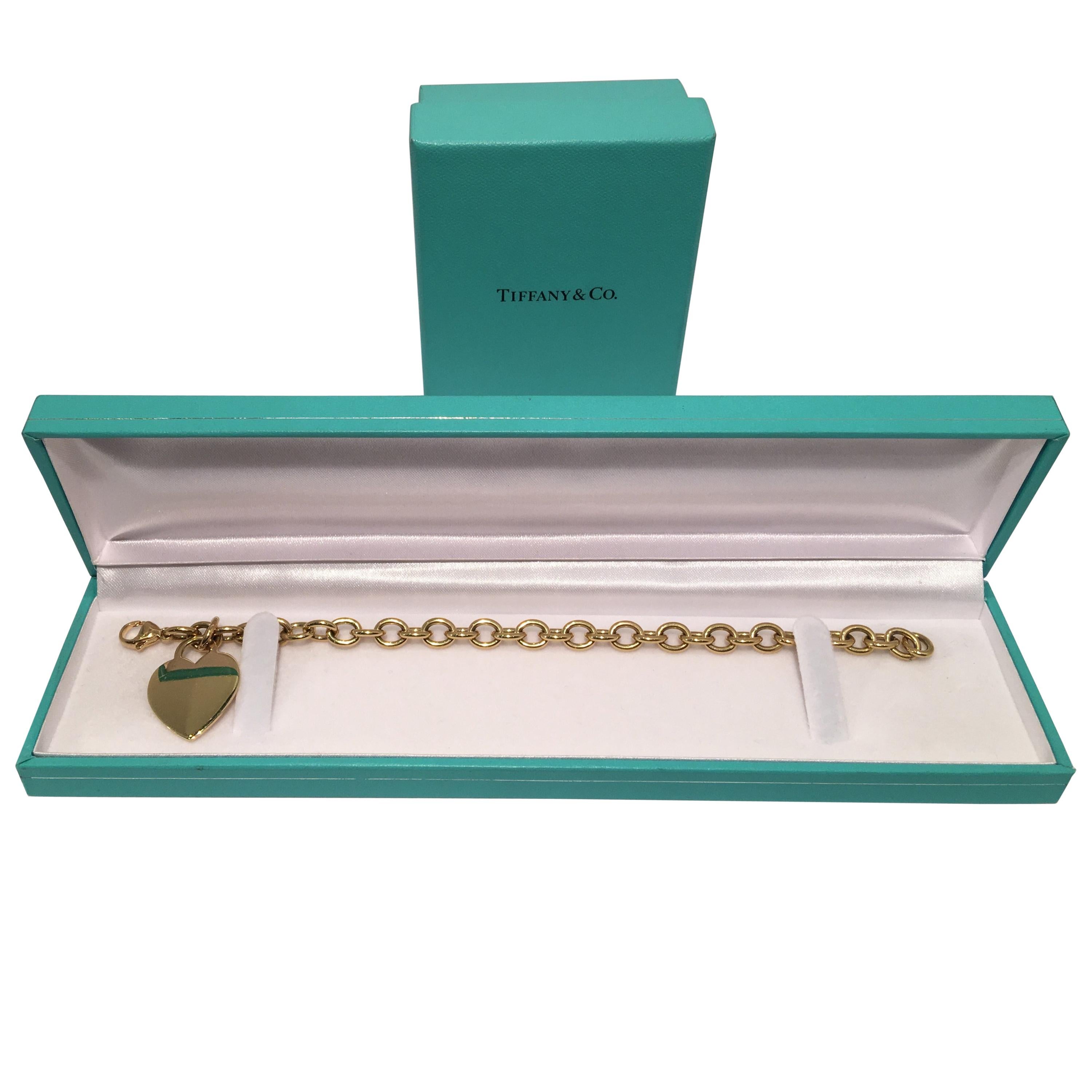 Tiffany & Co. Heart Tag 18 Karat Yellow Gold Charm Bracelet