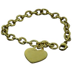 Tiffany & Co. 18 Karat Yellow Gold Charm Bracelet with Engravable Heart Tag