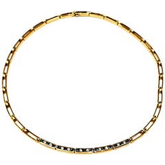 Tiffany & Co. 18 Karat Yellow Gold Choker Necklace with Sapphires and Diamonds