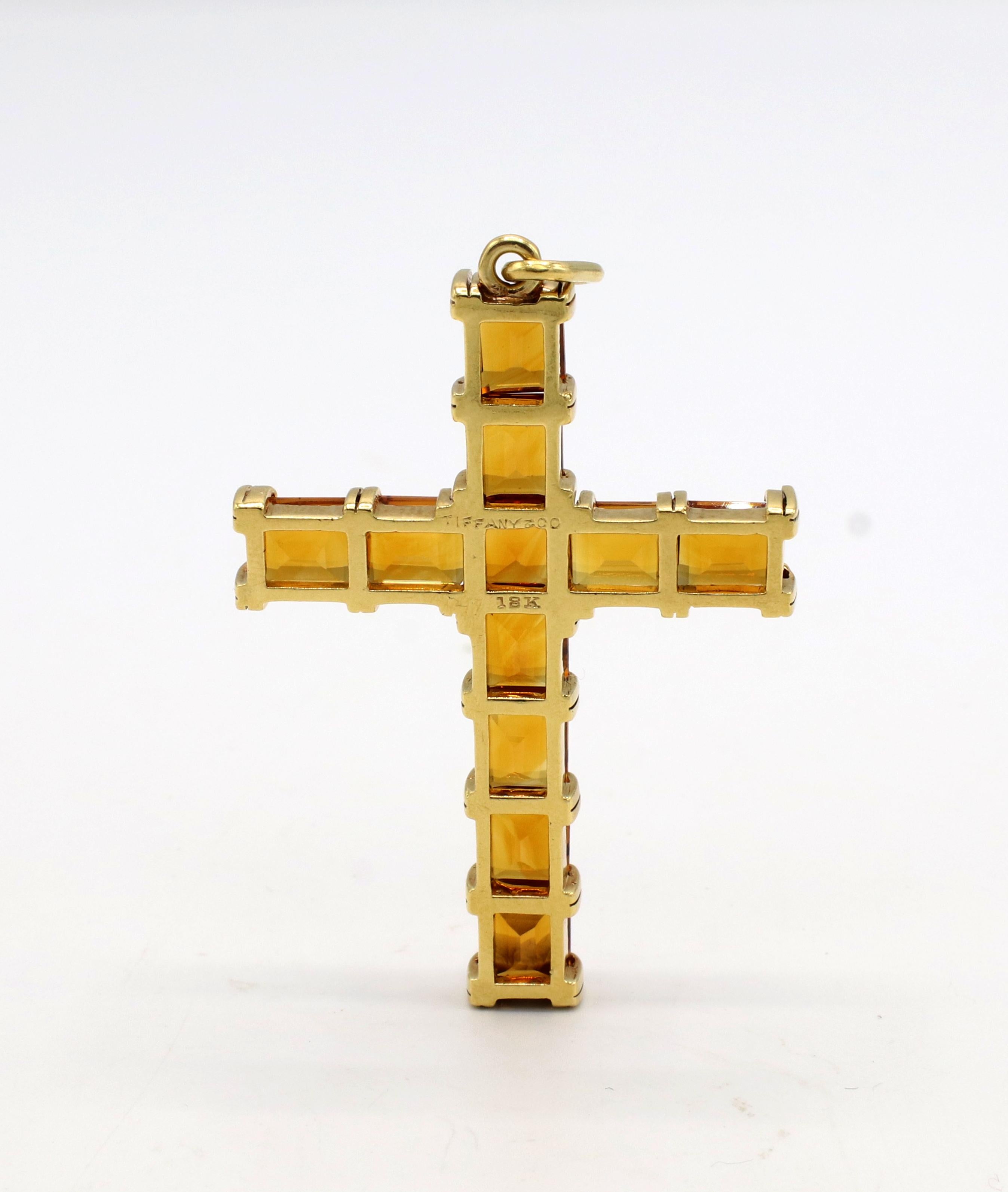Contemporary Tiffany & Co. 18 Karat Yellow Gold Citrine Cross Pendant Enhancer