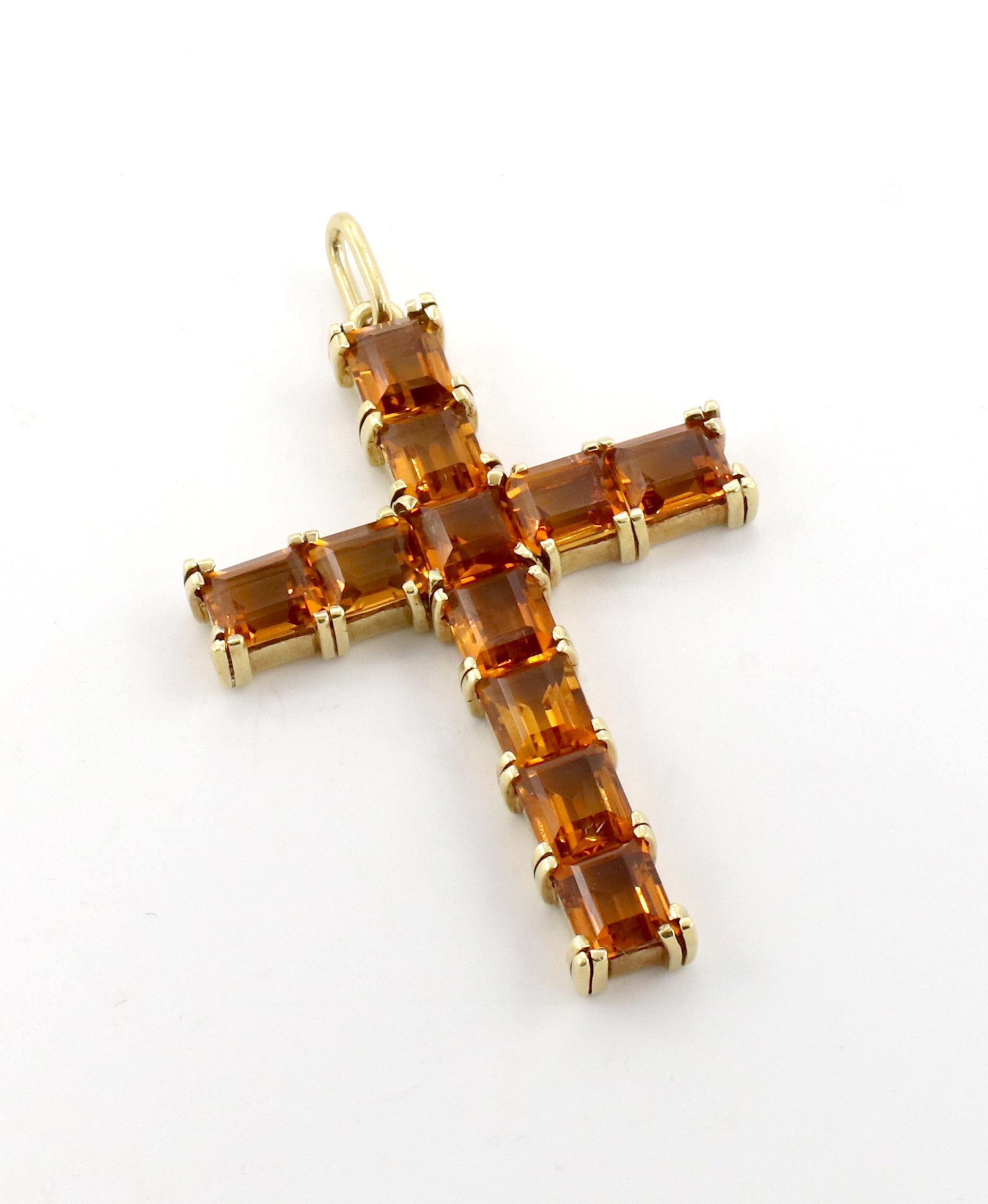 Tiffany & Co. 18 Karat Yellow Gold Citrine Cross Pendant Enhancer In Excellent Condition In  Baltimore, MD