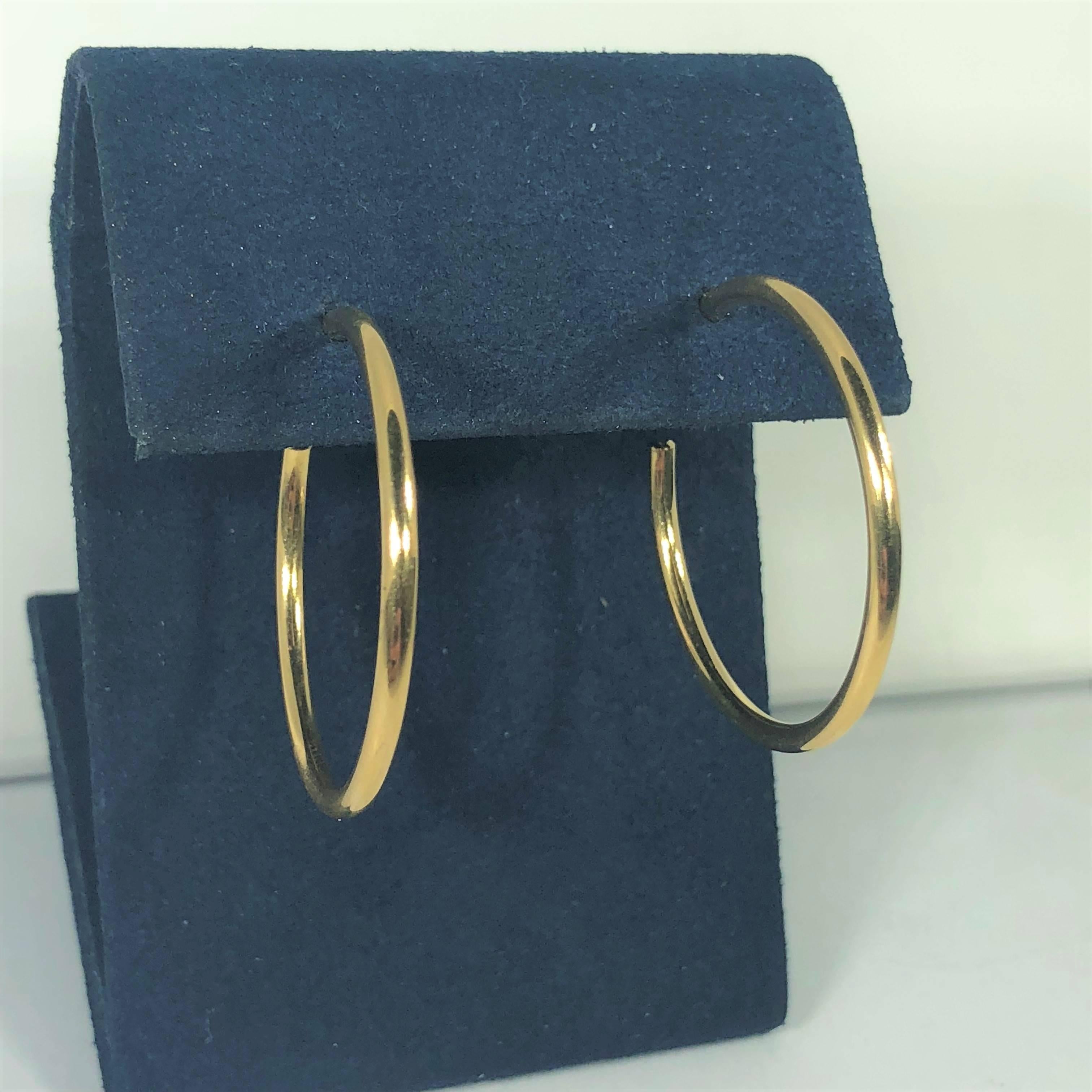 Tiffany & Co. 18 Karat Yellow Gold Classic Hoop Earrings 2