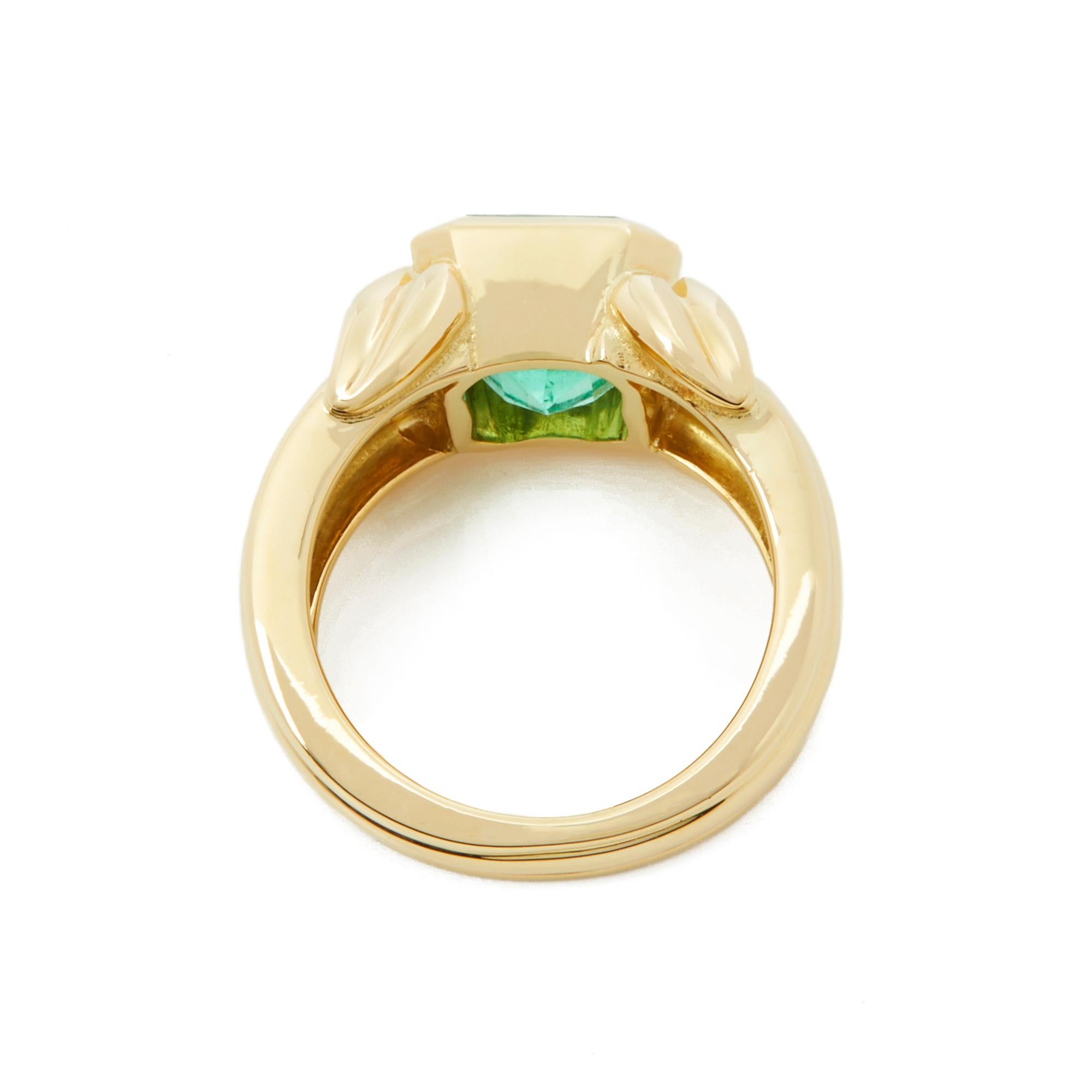 Tiffany & Co. 18 Karat Yellow Gold Colombian Emerald Cocktail Ring 3