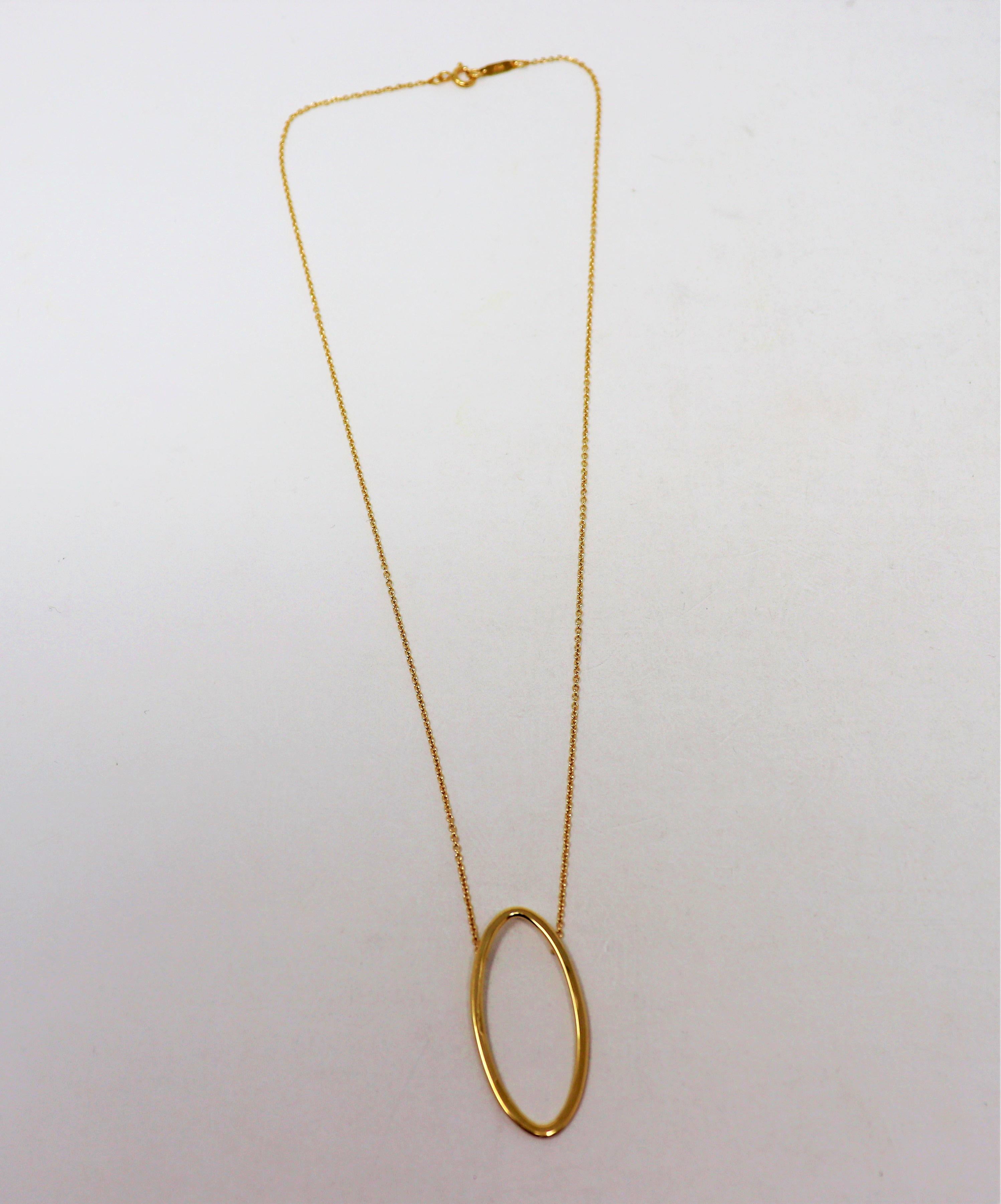 Women's Tiffany & Co. 18 Karat Yellow Gold Contemporary Oval Pendant Necklace