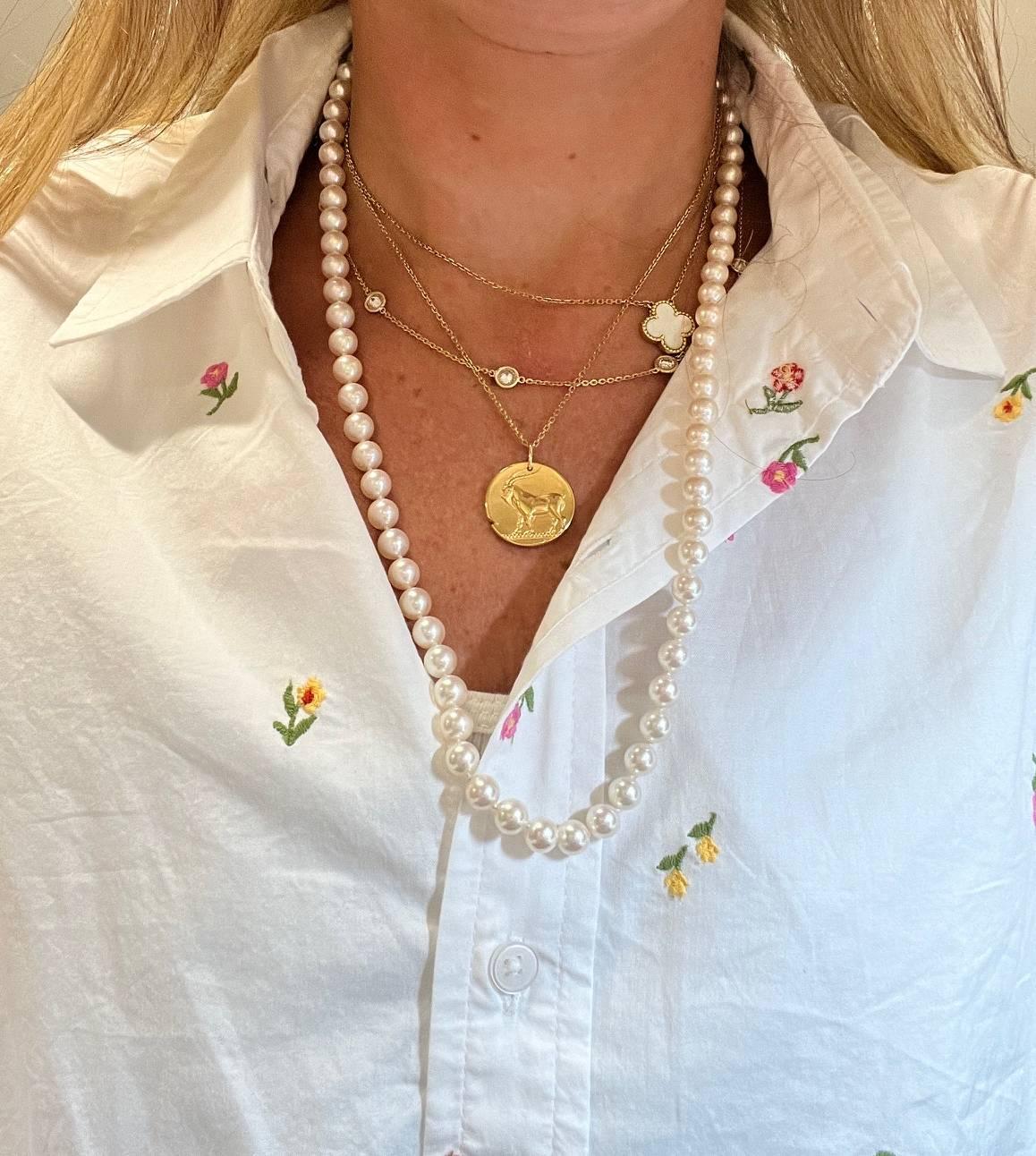 Tiffany & Co. 18 Karat Gelbgold Zuchtperlenkette 24 Zoll im Zustand „Hervorragend“ im Angebot in  Baltimore, MD