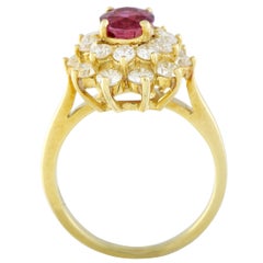 Tiffany & Co. Yellow Gold Diamond and Ruby Flower Ring