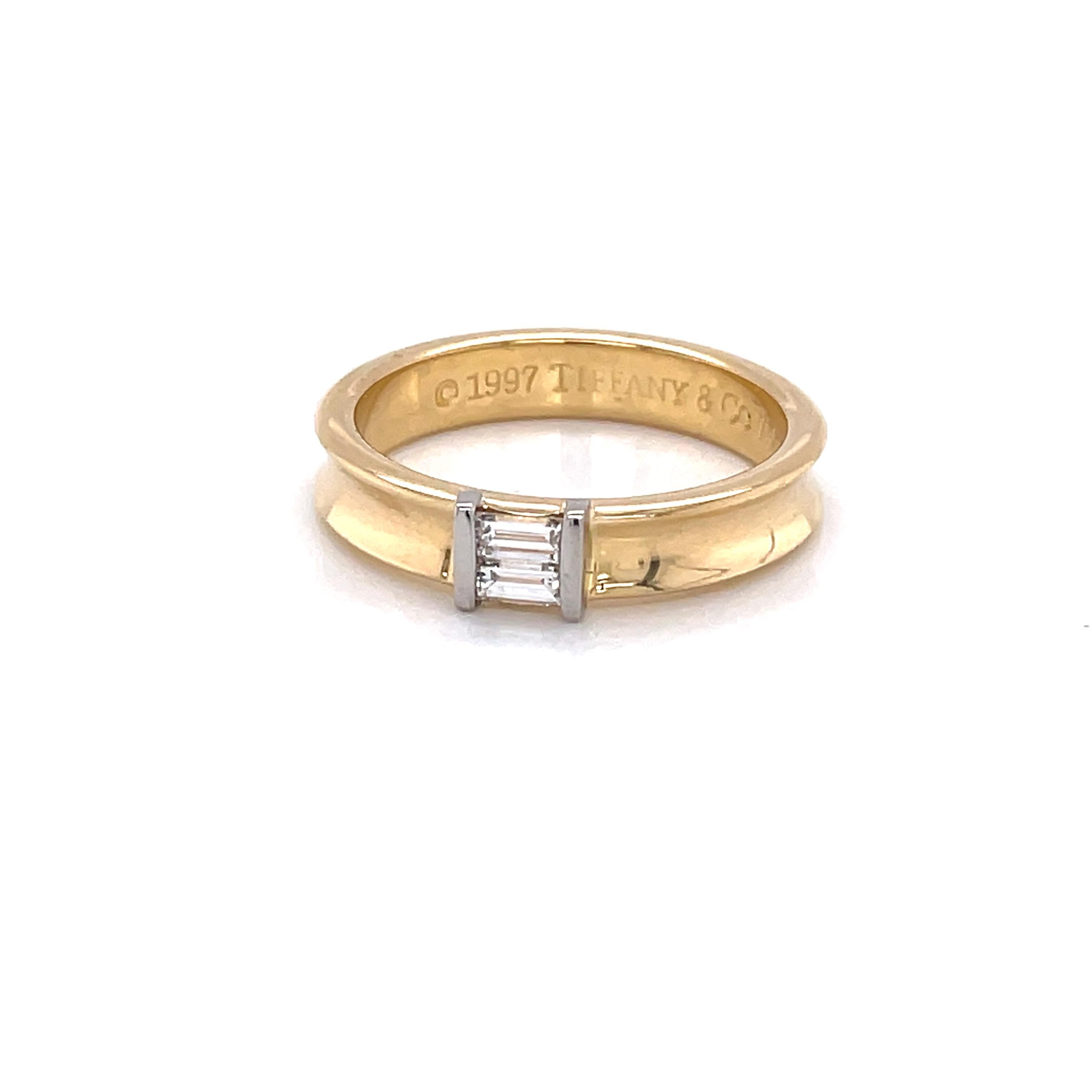 Baguette Cut Tiffany & Co. 18 Karat Yellow Gold Diamond Band Ring, 1997