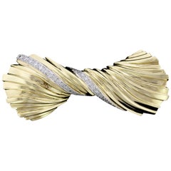 Tiffany & Co. 18 Karat Yellow Gold Diamond Bow Brooch