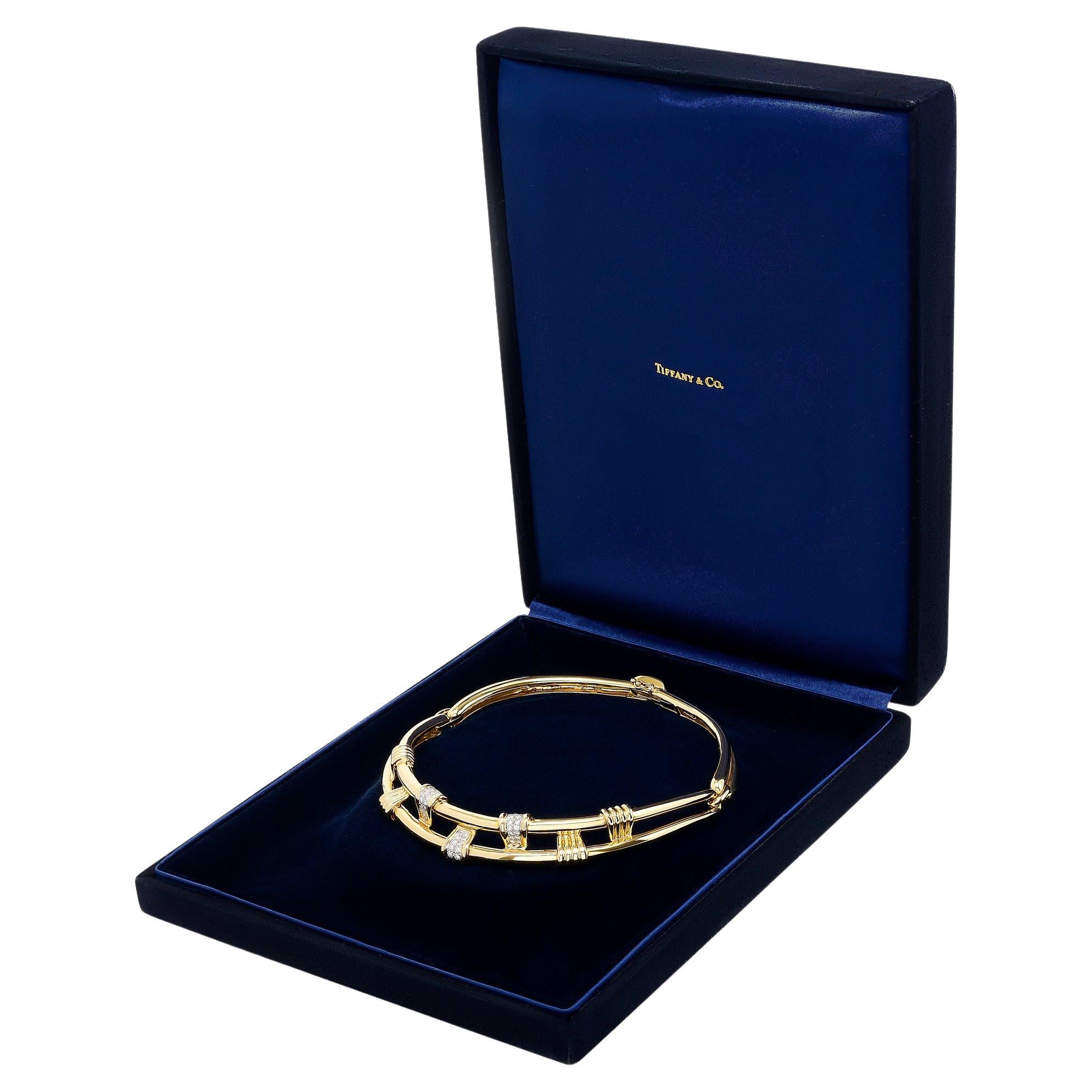 Tiffany 
Co. 18 Karat Yellow Gold Diamond Collar Necklace en venta