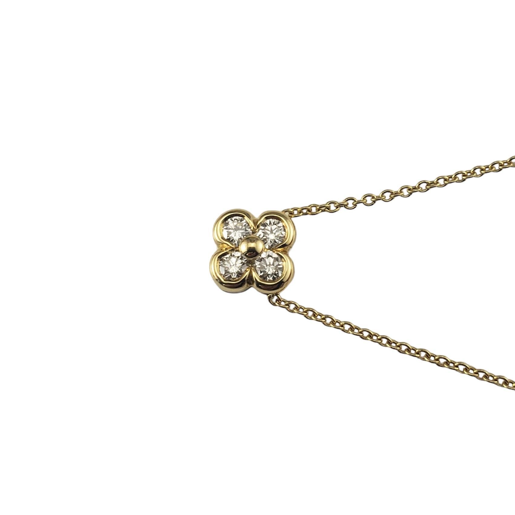 Brilliant Cut Tiffany & Co. 18 Karat Yellow Gold Diamond Flower Clover Necklace #16837 For Sale