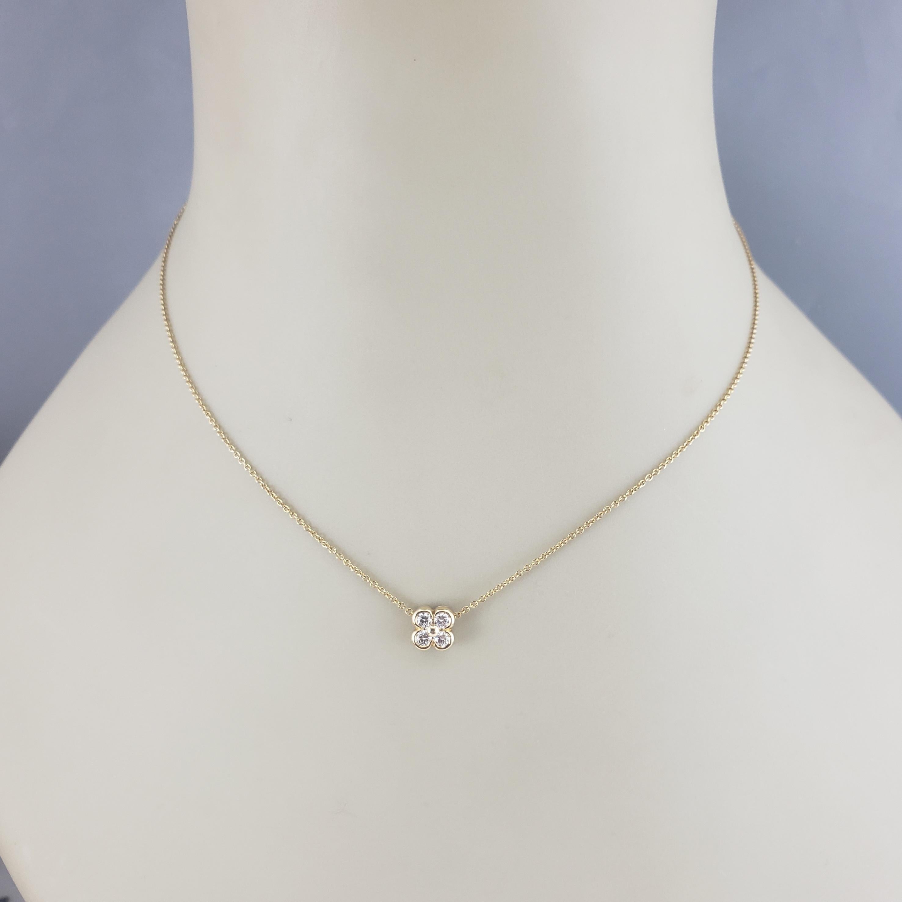 Tiffany & Co. 18 Karat Yellow Gold Diamond Flower Clover Necklace #16837 For Sale 1