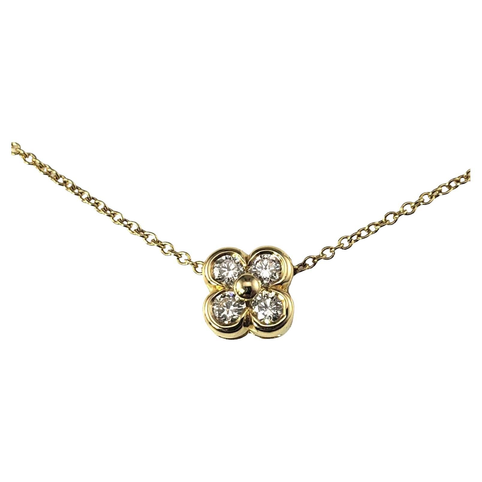 Tiffany & Co. 18 Karat Yellow Gold Diamond Flower Clover Necklace #16837 For Sale
