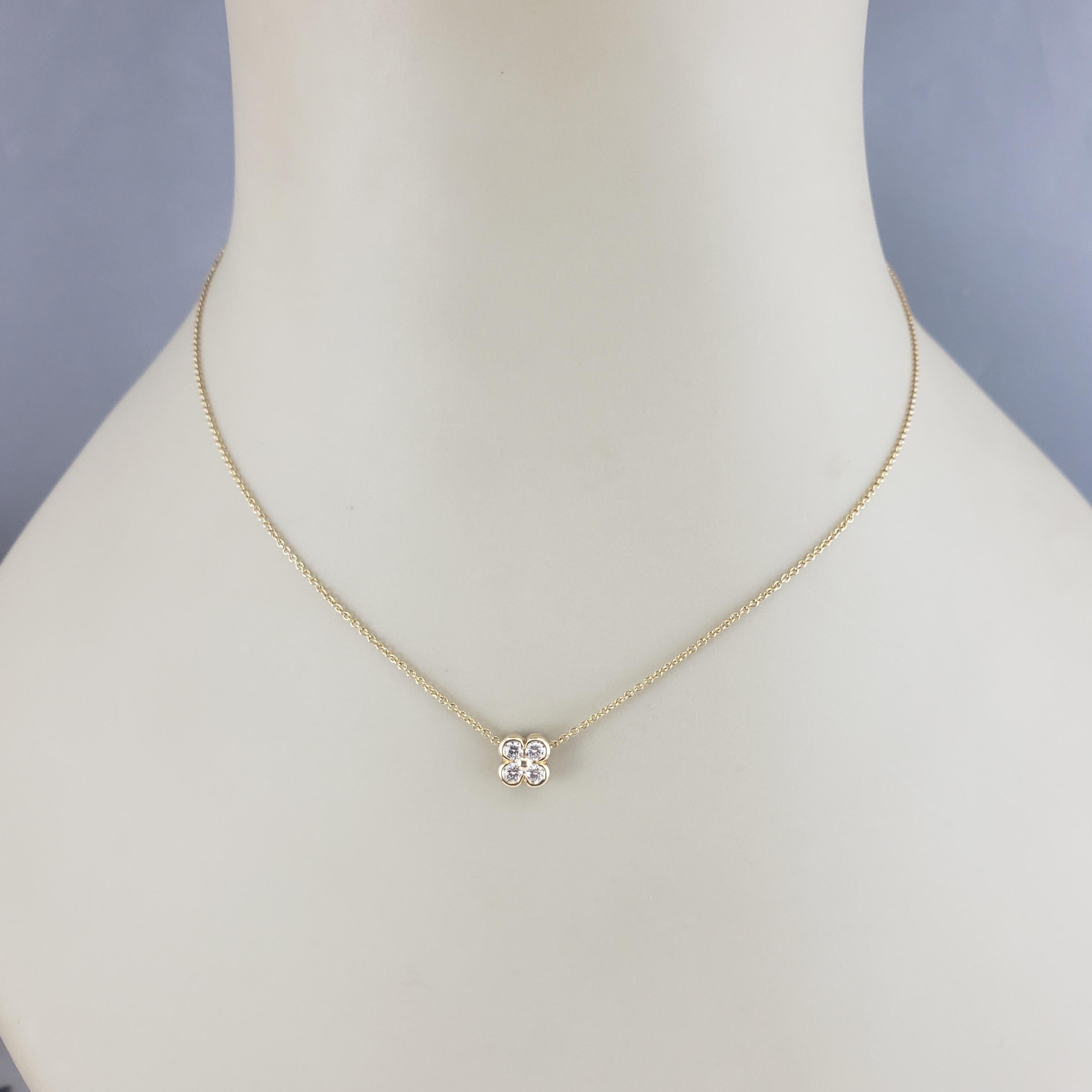 Tiffany & Co. 18 Karat Yellow Gold Diamond Flower Clover Necklace #18225 In Good Condition In Washington Depot, CT