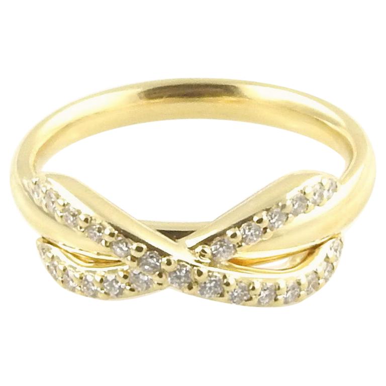 Tiffany & Co. 18 Karat Yellow Gold Diamond Infinity Ring with Box/Bag/ Booklet