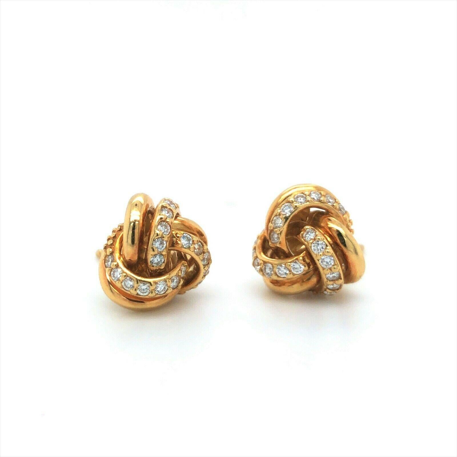 Tiffany & Co. 18 Karat Gelbgold Diamant-Ohrstecker mit Liebesknoten für Damen oder Herren