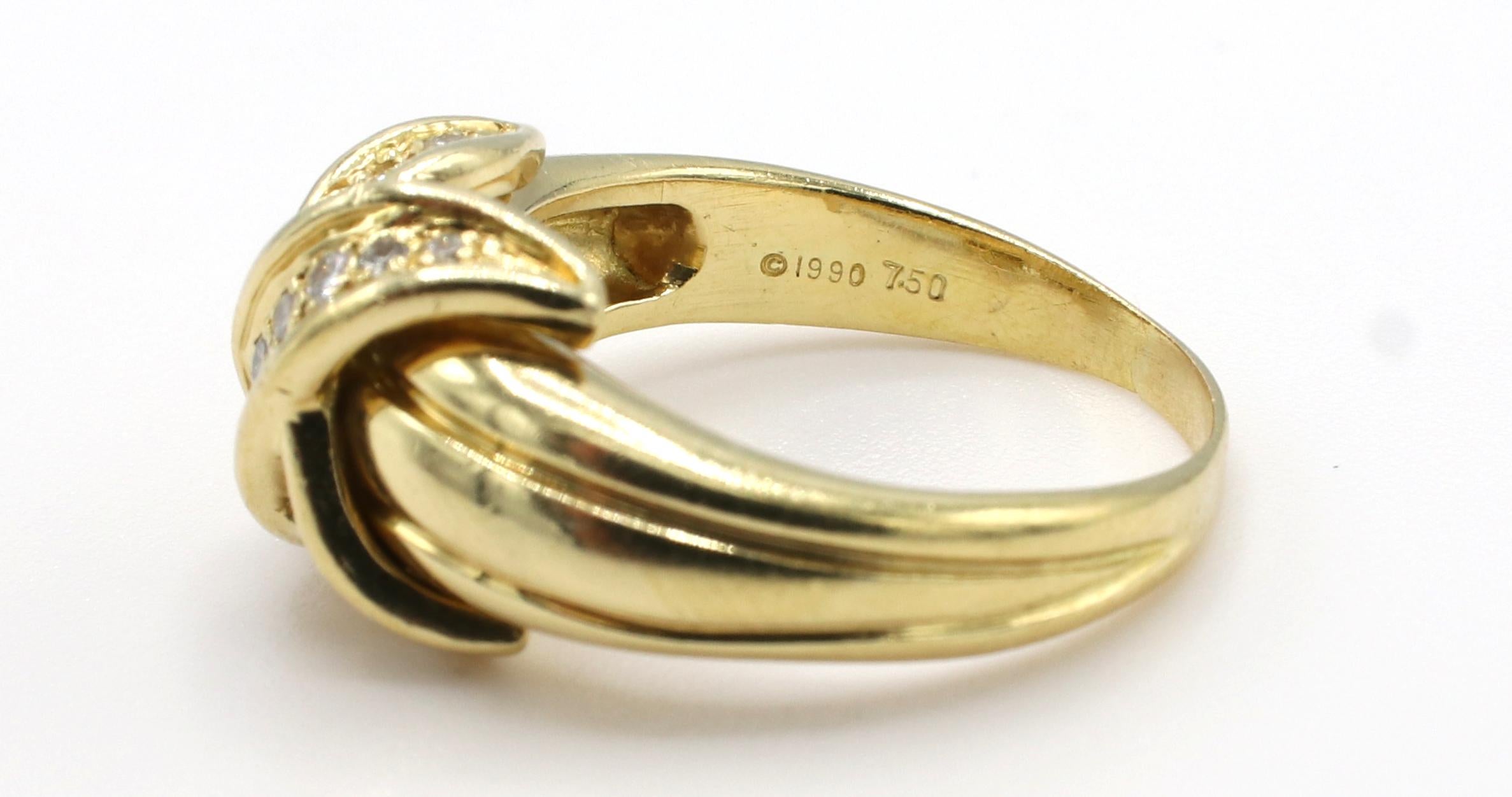 Contemporary Tiffany & Co. 18 Karat Yellow Gold Diamond Signature X Ring