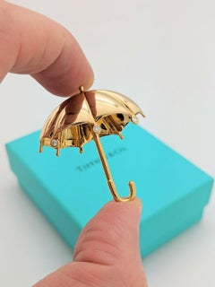 Tiffany & Co. 18 Karat Yellow Gold Diamond Umbrella Brooch Pin