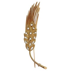 Tiffany & Co. 18 Karat Yellow Gold Diamond Wheat Sheaf Pin