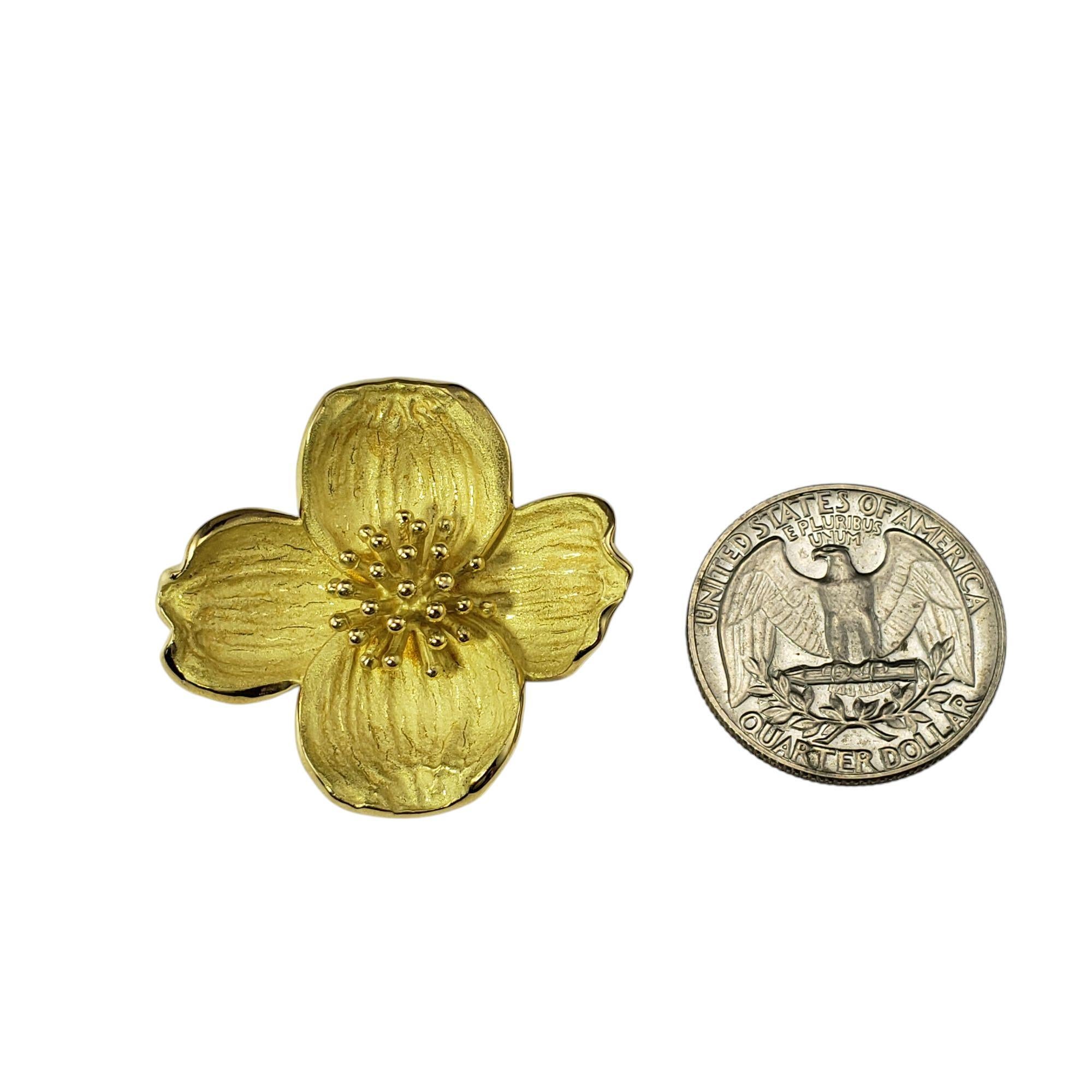 Tiffany & Co. 18 Karat Yellow Gold Dogwood Flower Brooch/Pin #21232 For Sale 1