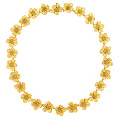 Tiffany & Co. 18 Karat Yellow Gold Dogwood Flower Necklace