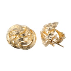 Tiffany & Co. 18 Karat Yellow Gold Domed Knot Clip Post Earrings