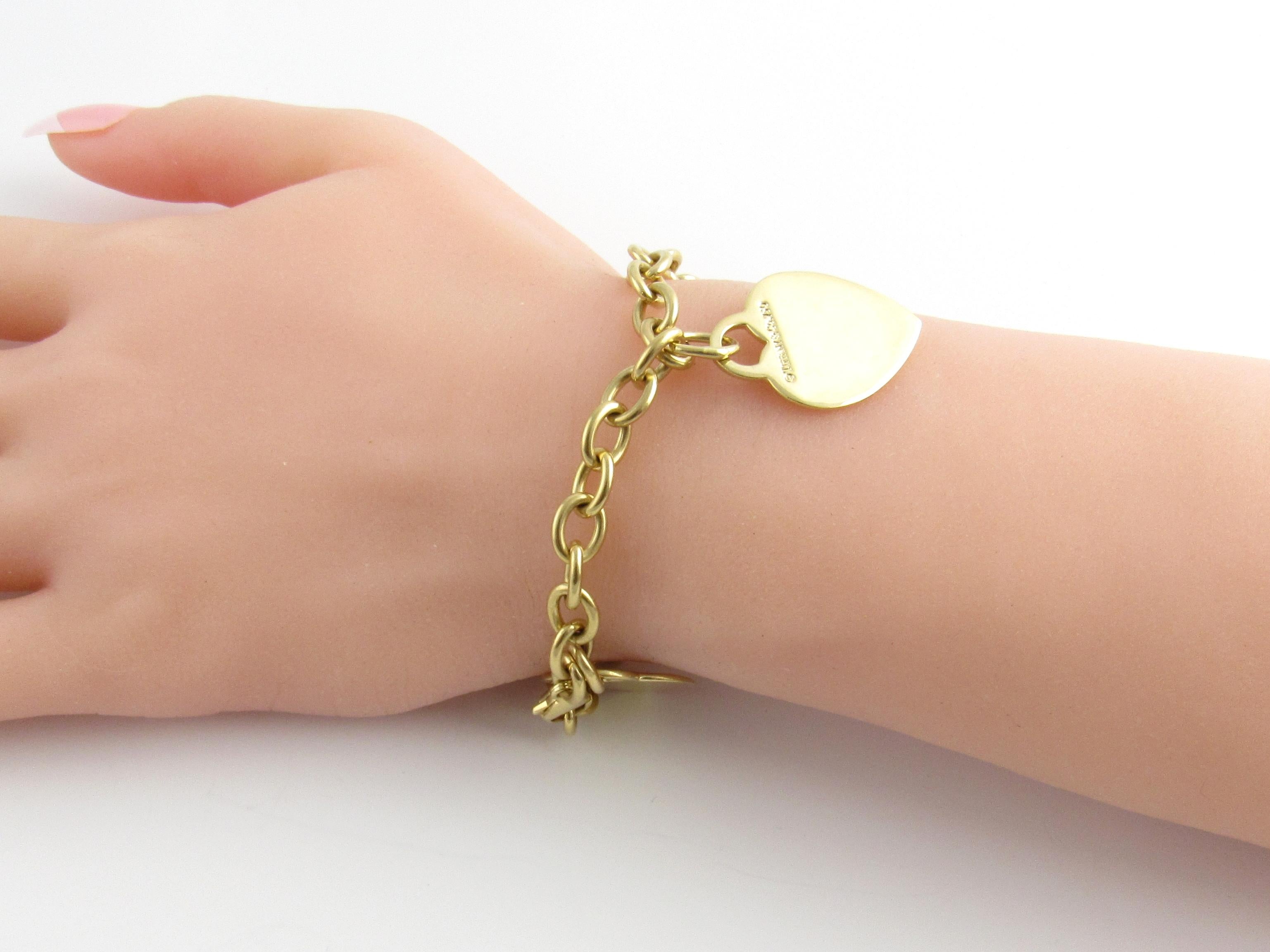 Women's or Men's Tiffany & Co. 18 Karat Yellow Gold Double Heart Tag Charm Link Bracelet