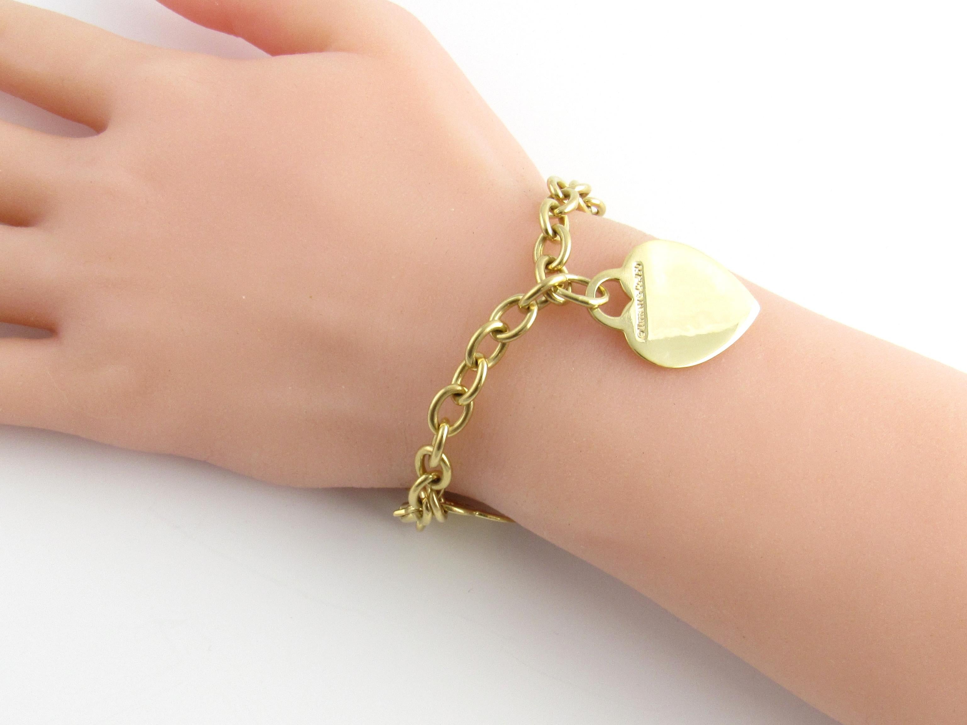 Tiffany & Co. 18 Karat Yellow Gold Double Heart Tag Charm Link Bracelet 1