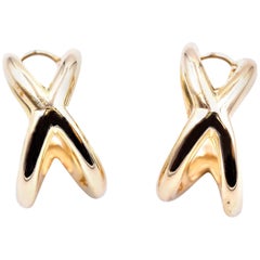 Tiffany 
Co. 18 Karat Yellow Gold Double X 3D Earrings