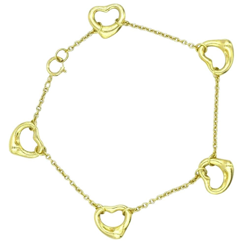 Tiffany & Co. 18 Karat Yellow Gold Elsa Peretti 5 Open Heart Bracelet