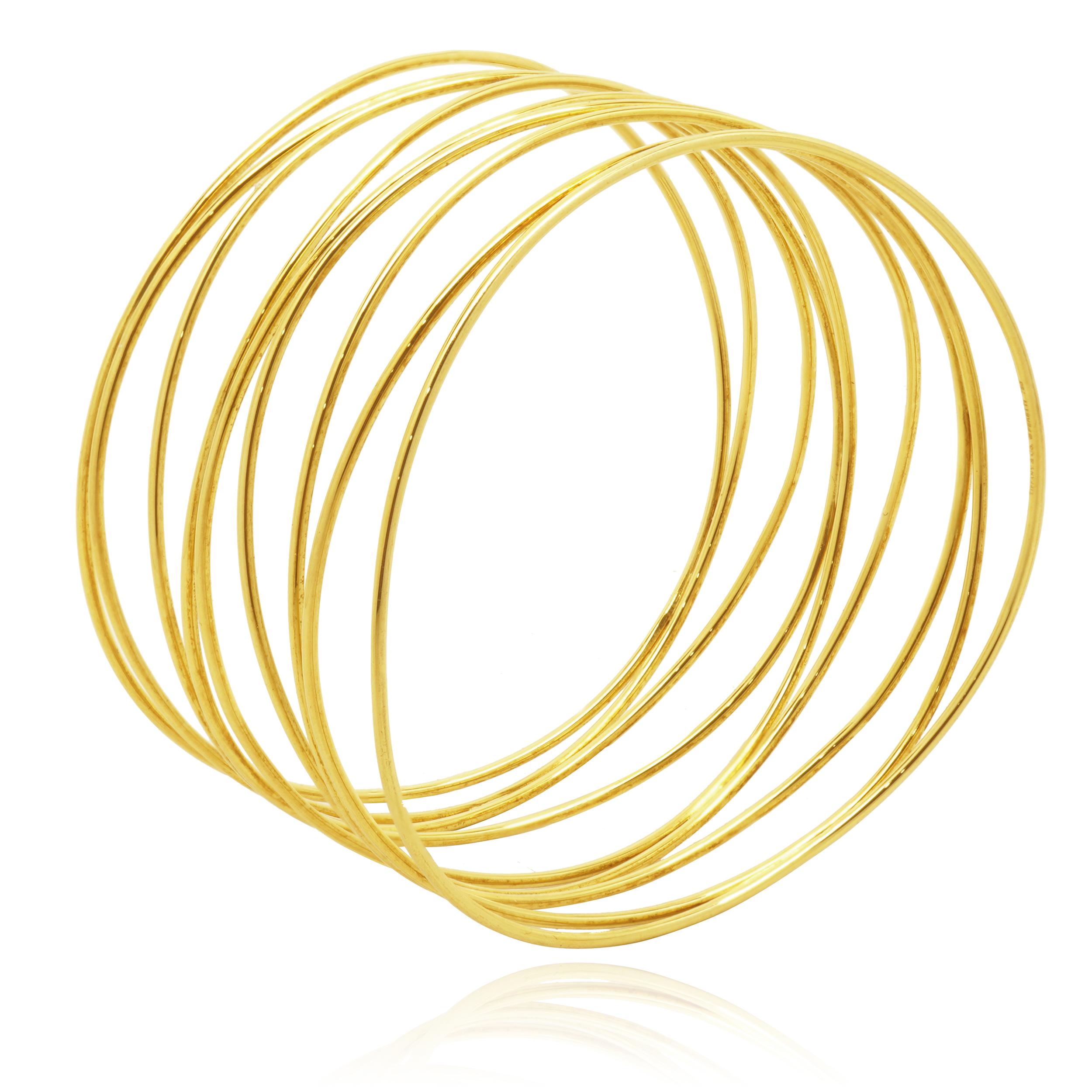 Tiffany & Co. 18 Karat Yellow Gold Elsa Peretti Nine Row Wave Bangle In Excellent Condition For Sale In Scottsdale, AZ