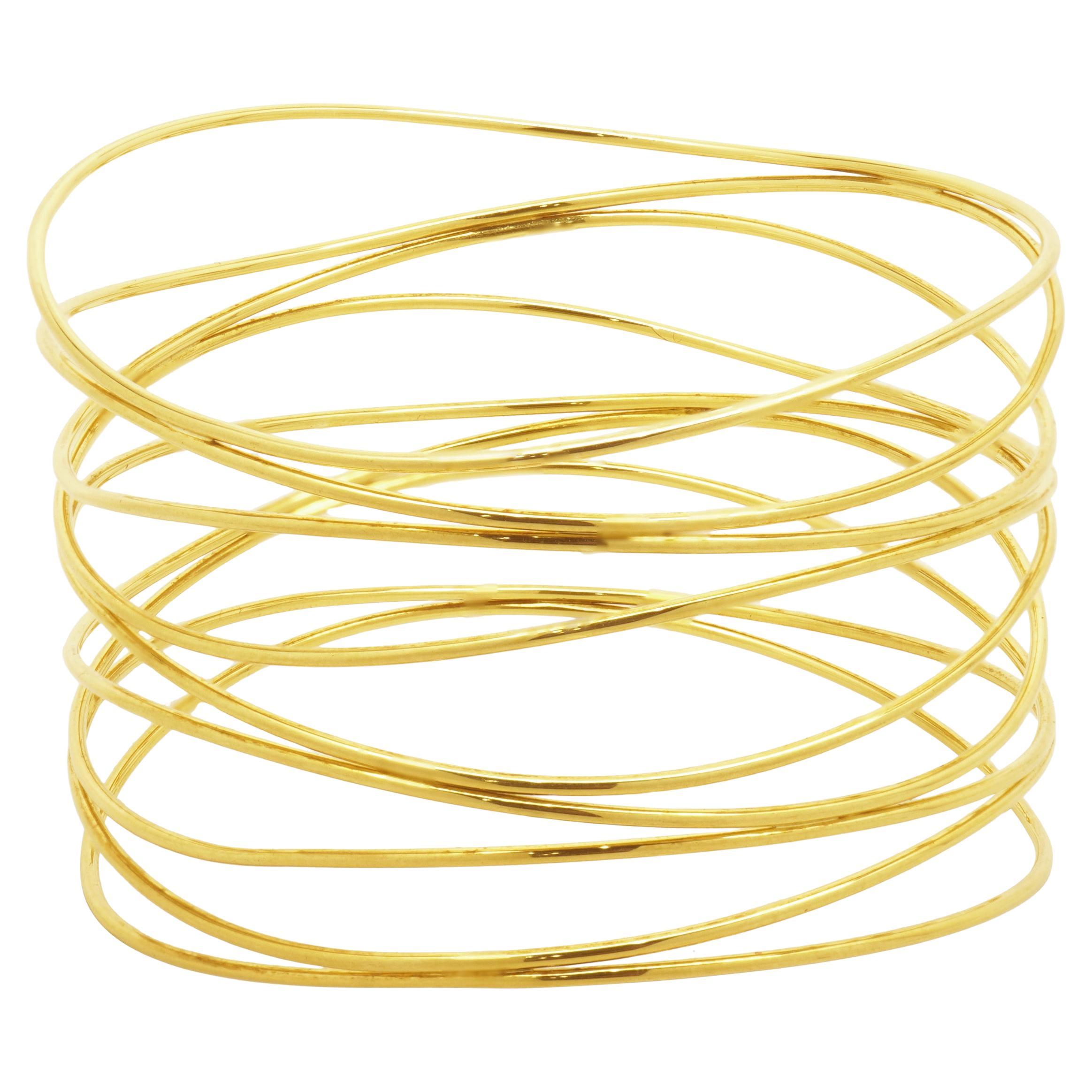 Tiffany & Co. 18 Karat Yellow Gold Elsa Peretti Nine Row Wave Bangle