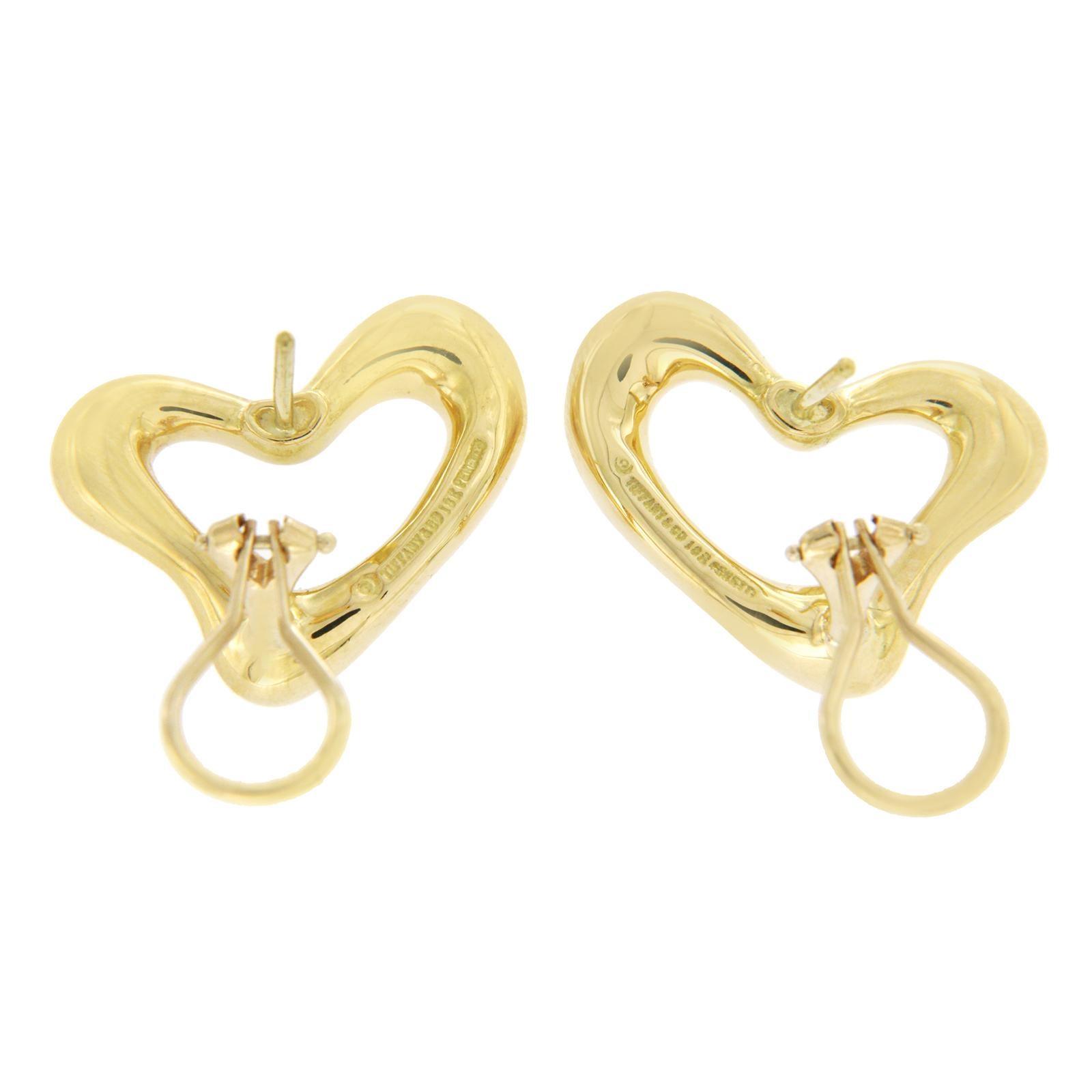 Tiffany & Co. 18 Karat Yellow Gold Elsa Peretti Open Heart Earrings 1
