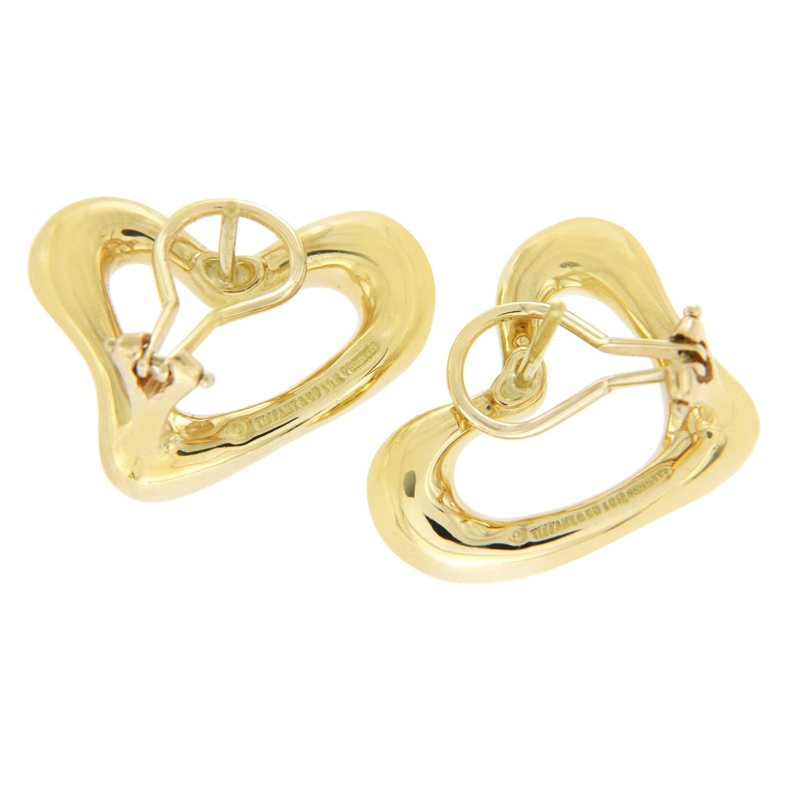 Tiffany & Co. 18 Karat Yellow Gold Elsa Peretti Open Heart Earrings 3