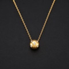 Tiffany & Co. 18 Karat Yellow Gold Etoile Diamond Platinum Ball Pendant Necklace