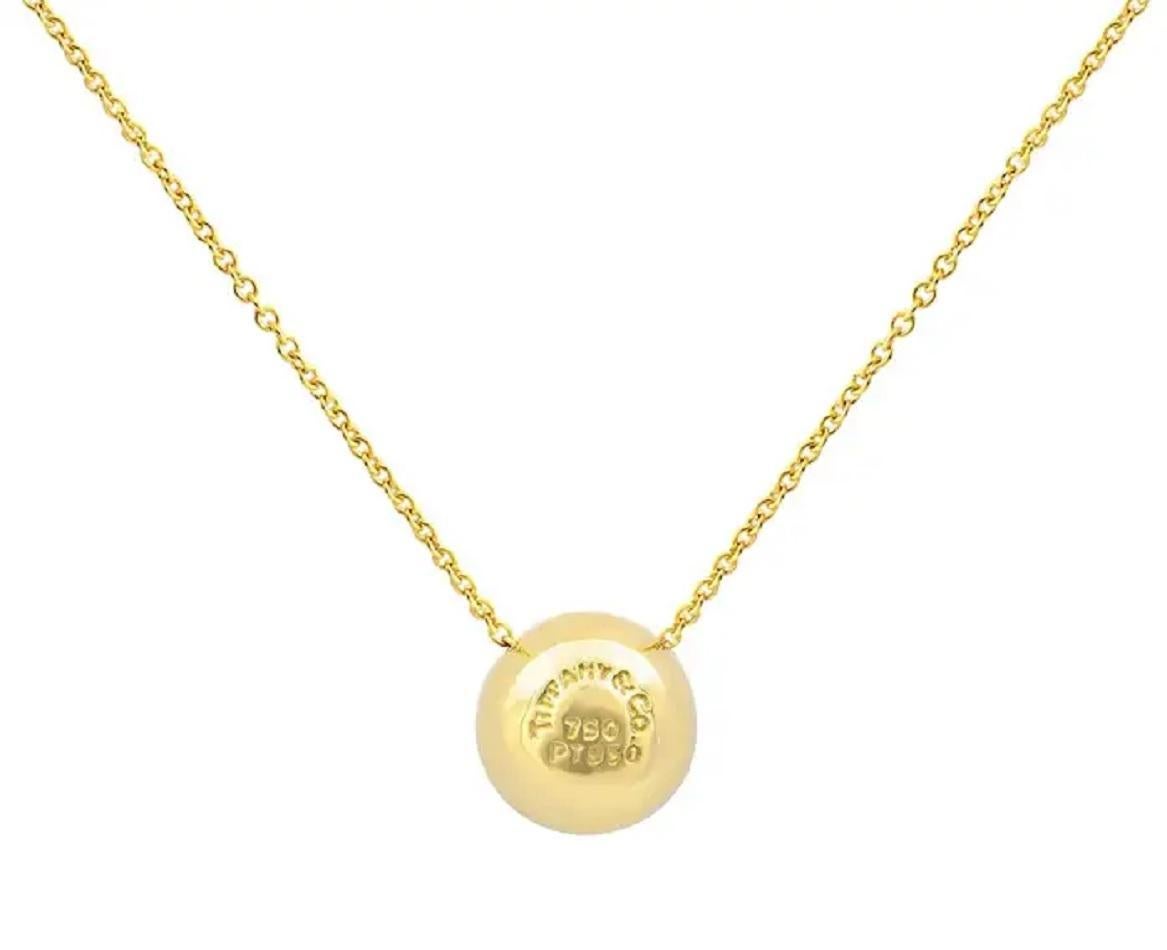 Round Cut Tiffany & Co. 18 Karat Yellow Gold Etoile Diamond Platinum Ball Pendant Necklace For Sale