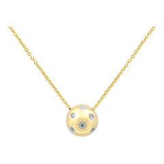 Tiffany & Co. 18 Karat Yellow Gold Etoile Diamond Platinum Ball Pendant Necklace